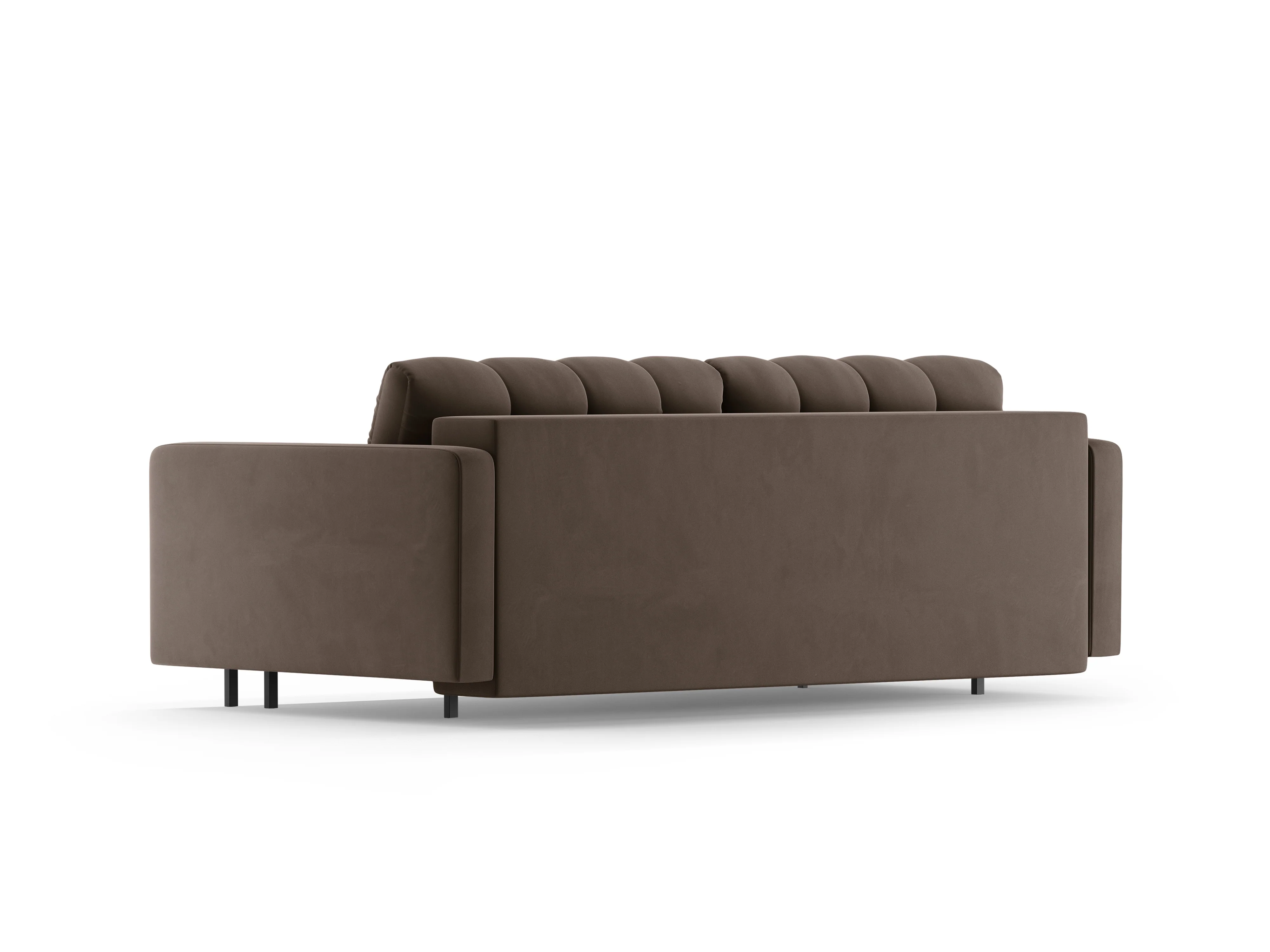 Sofa aksamitna 3-osobowa z funkcją spania BALI czekoladowy z czarną podstawą - Image 4
