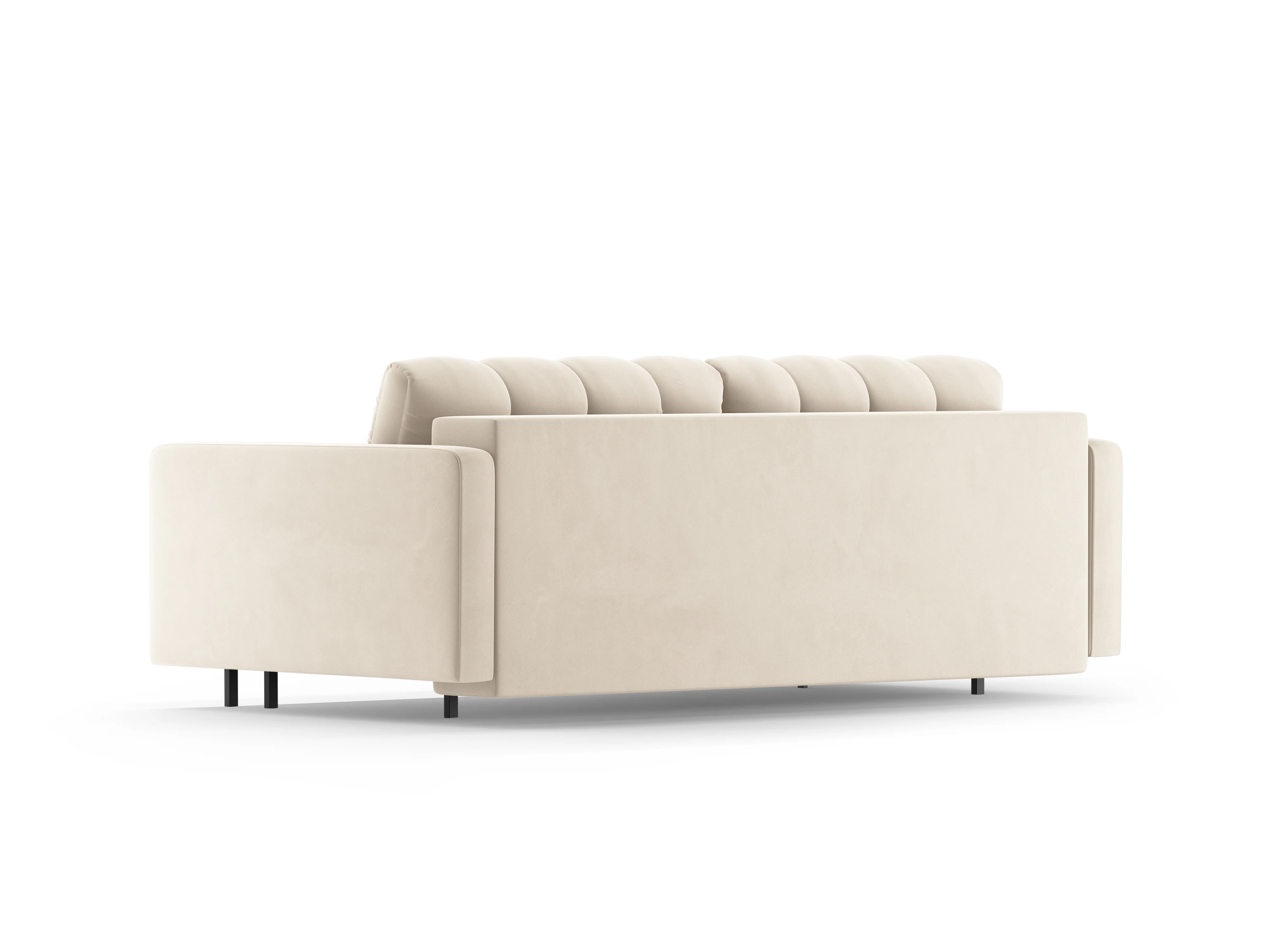 Sofa aksamitna 3-osobowa z funkcją spania BALI jasnobeżowy z czarną podstawą - Image 4