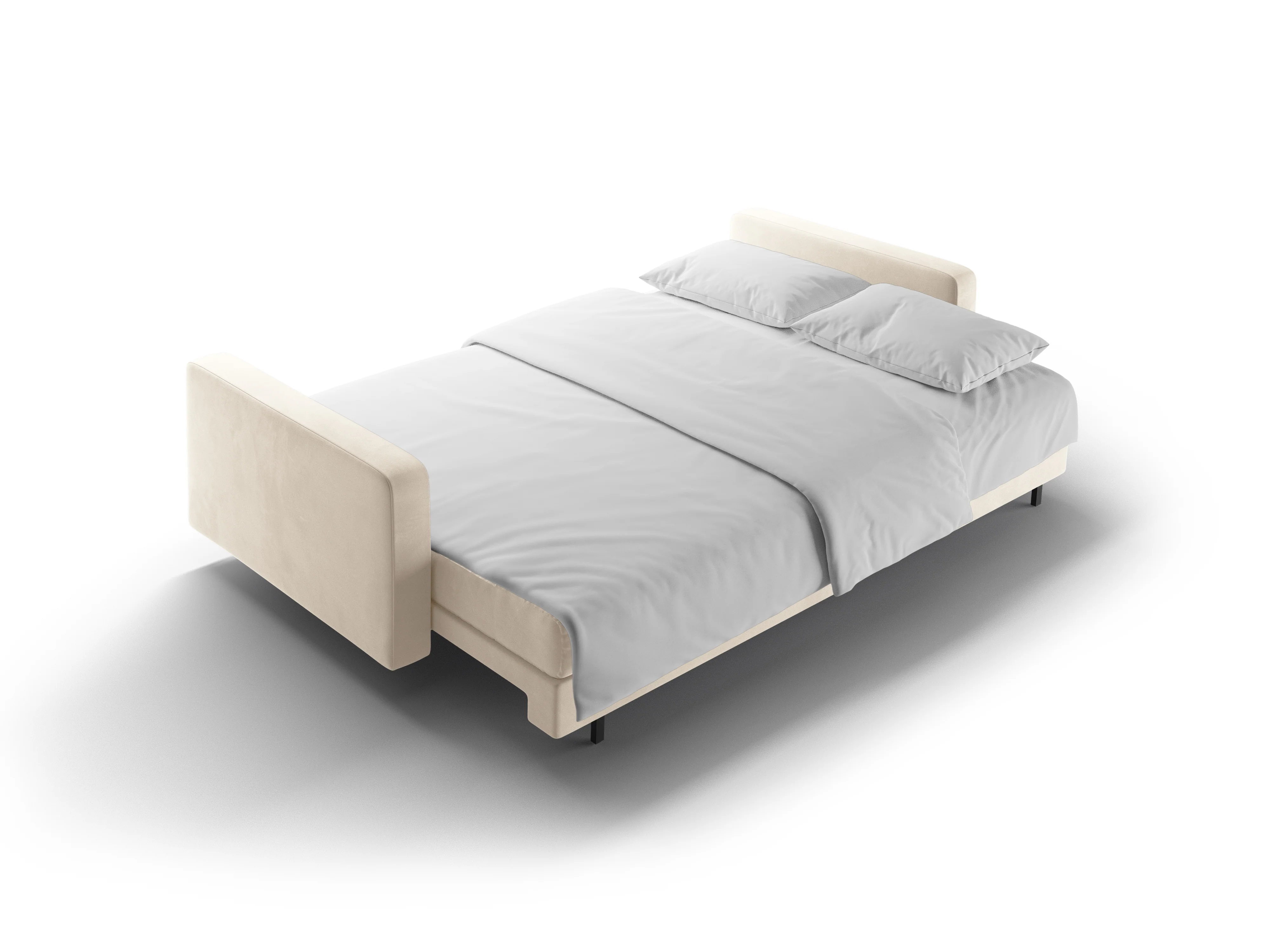 Sofa aksamitna 3-osobowa z funkcją spania BALI jasnobeżowy z czarną podstawą - Image 7