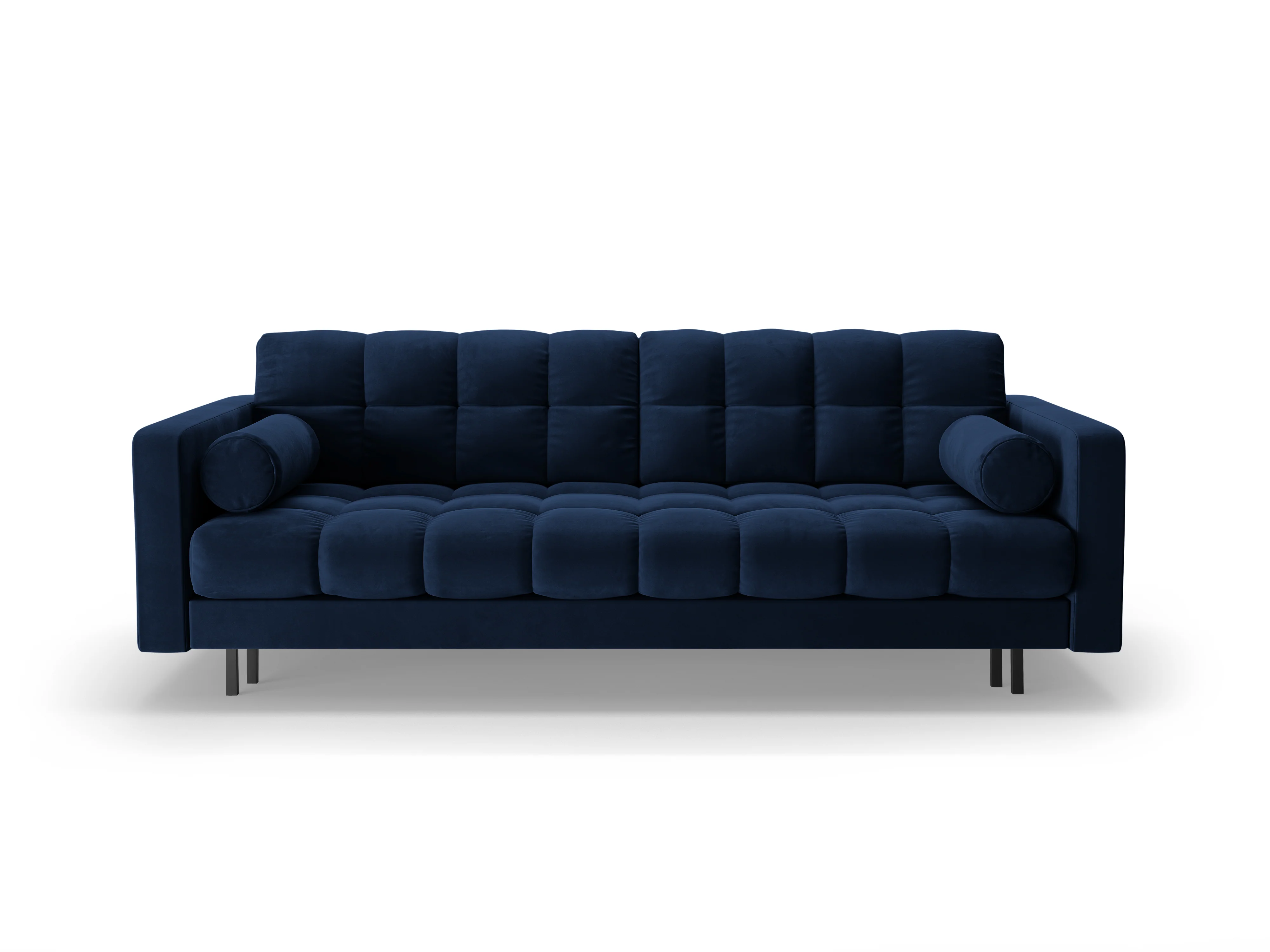Sofa aksamitna 3-osobowa z funkcją spania BALI królewski granat z czarną podstawą - Image 3