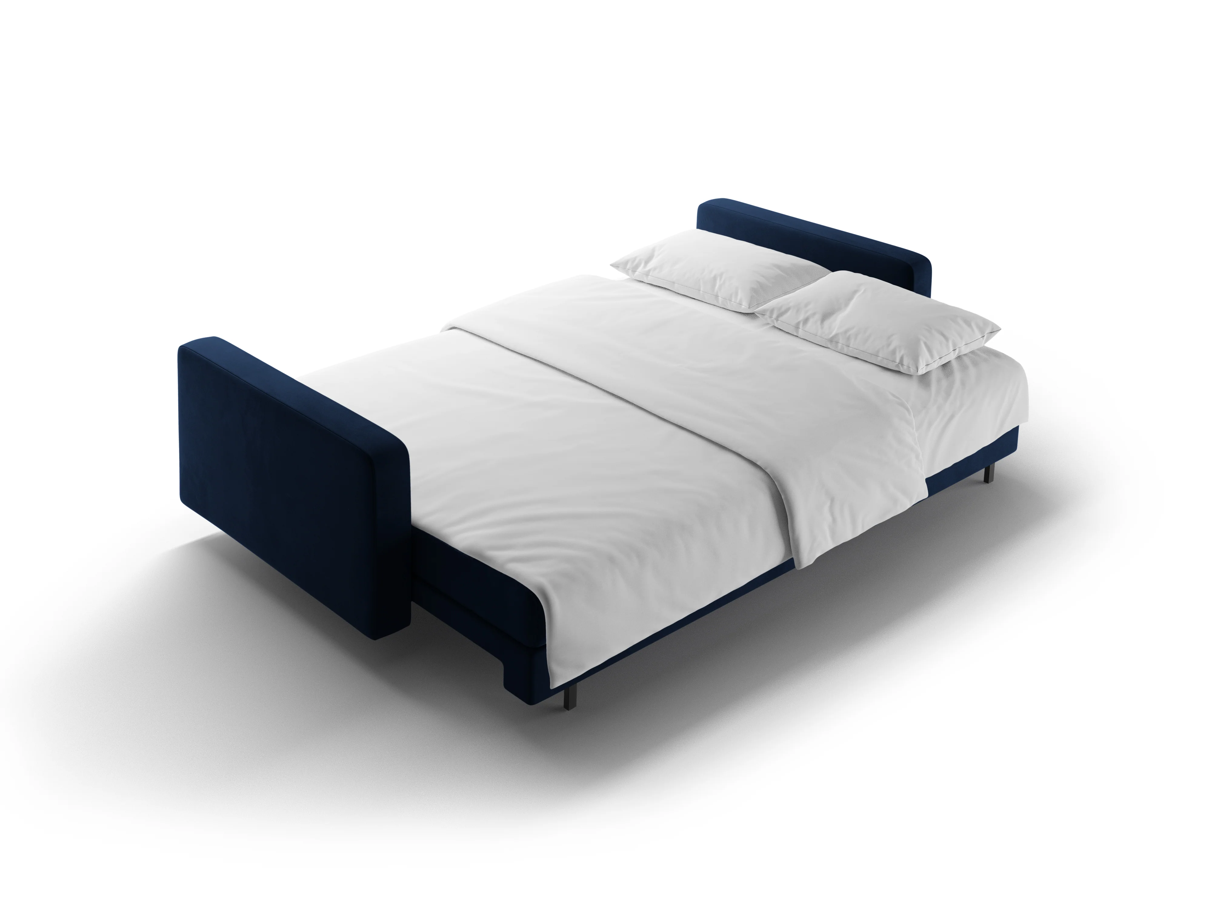 Sofa aksamitna 3-osobowa z funkcją spania BALI królewski granat z czarną podstawą - Image 7
