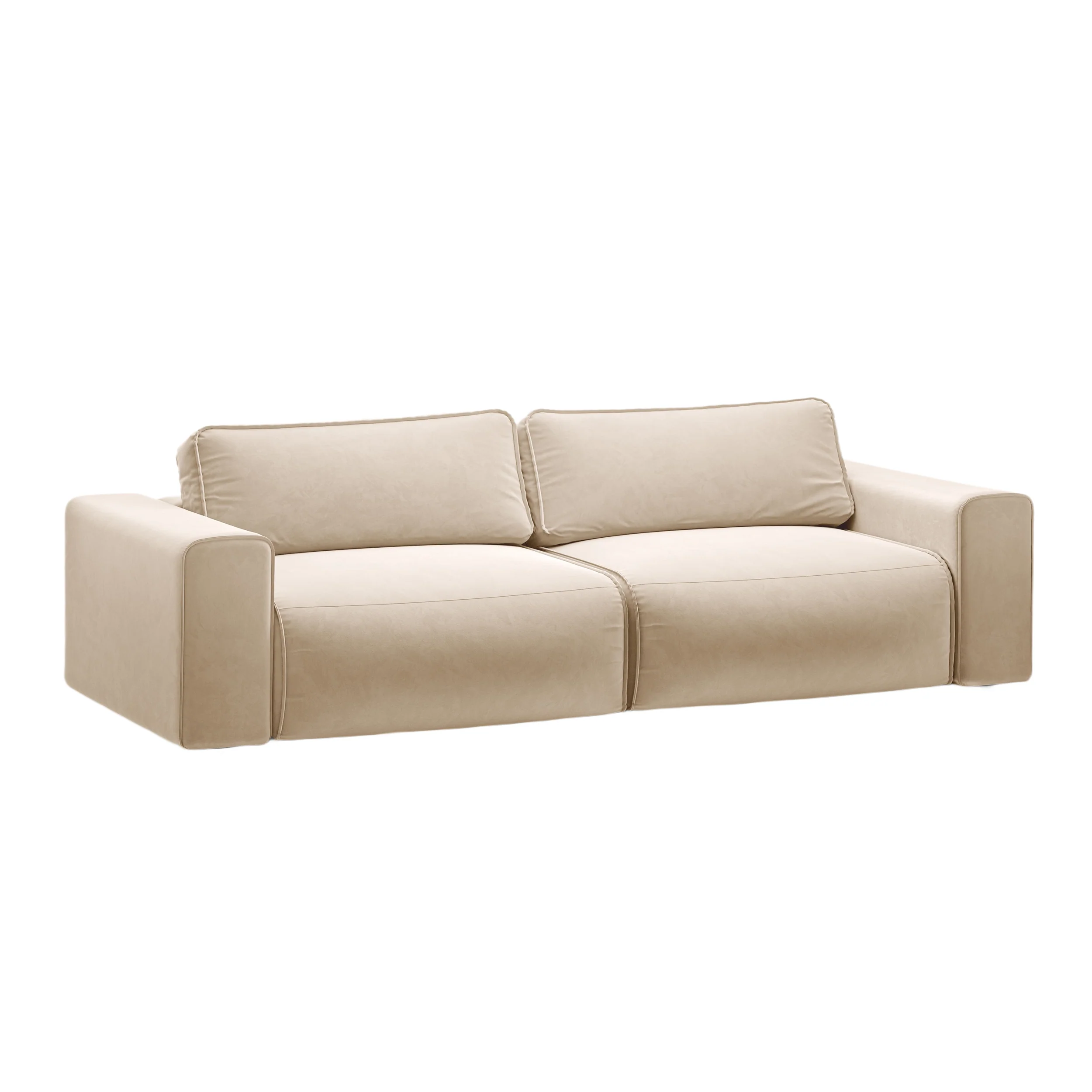 Sofa aksamitna 3-osobowa z funkcją spania VICTOR beżowy