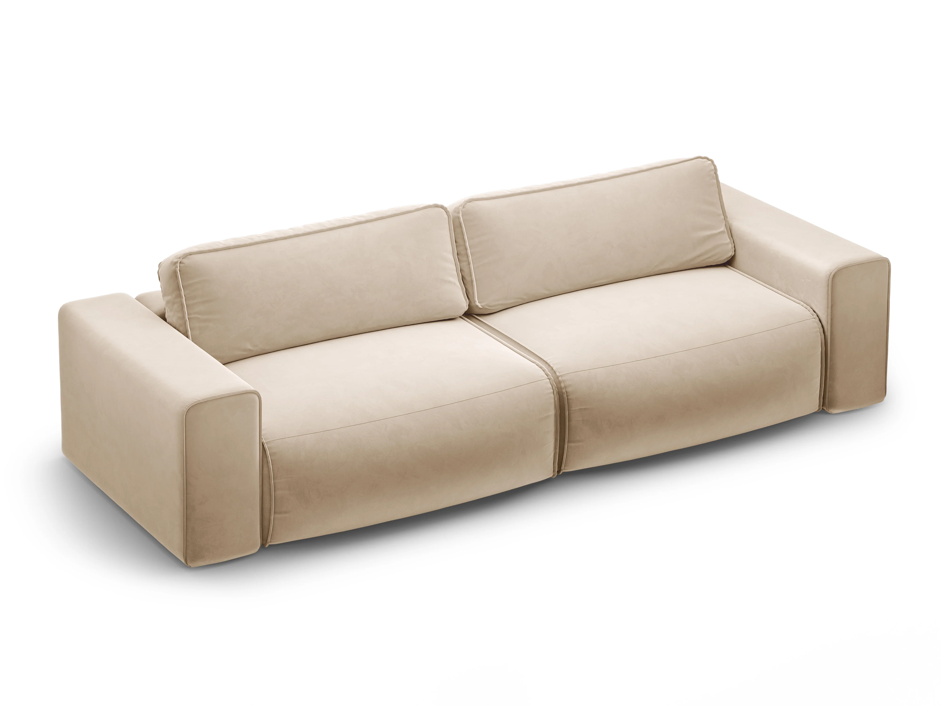 Sofa aksamitna 3-osobowa z funkcją spania VICTOR beżowy - Image 2