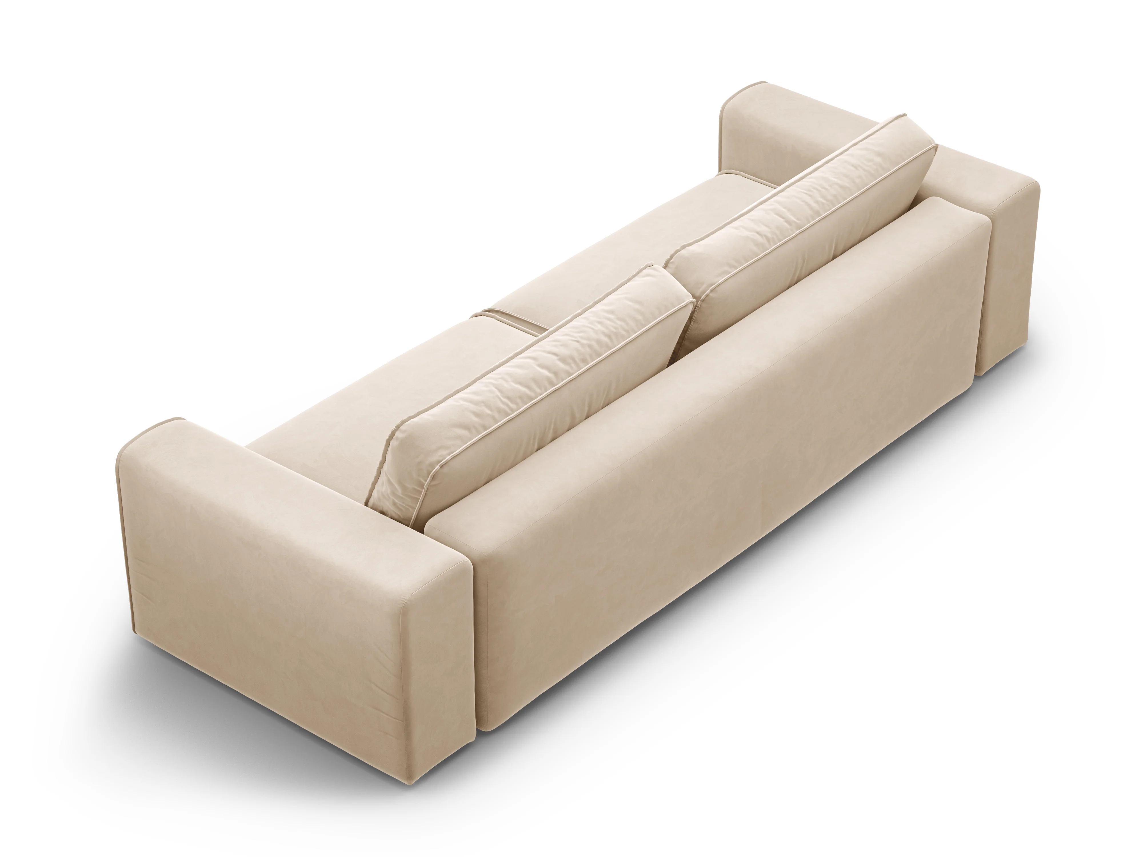 Sofa aksamitna 3-osobowa z funkcją spania VICTOR beżowy - Image 3