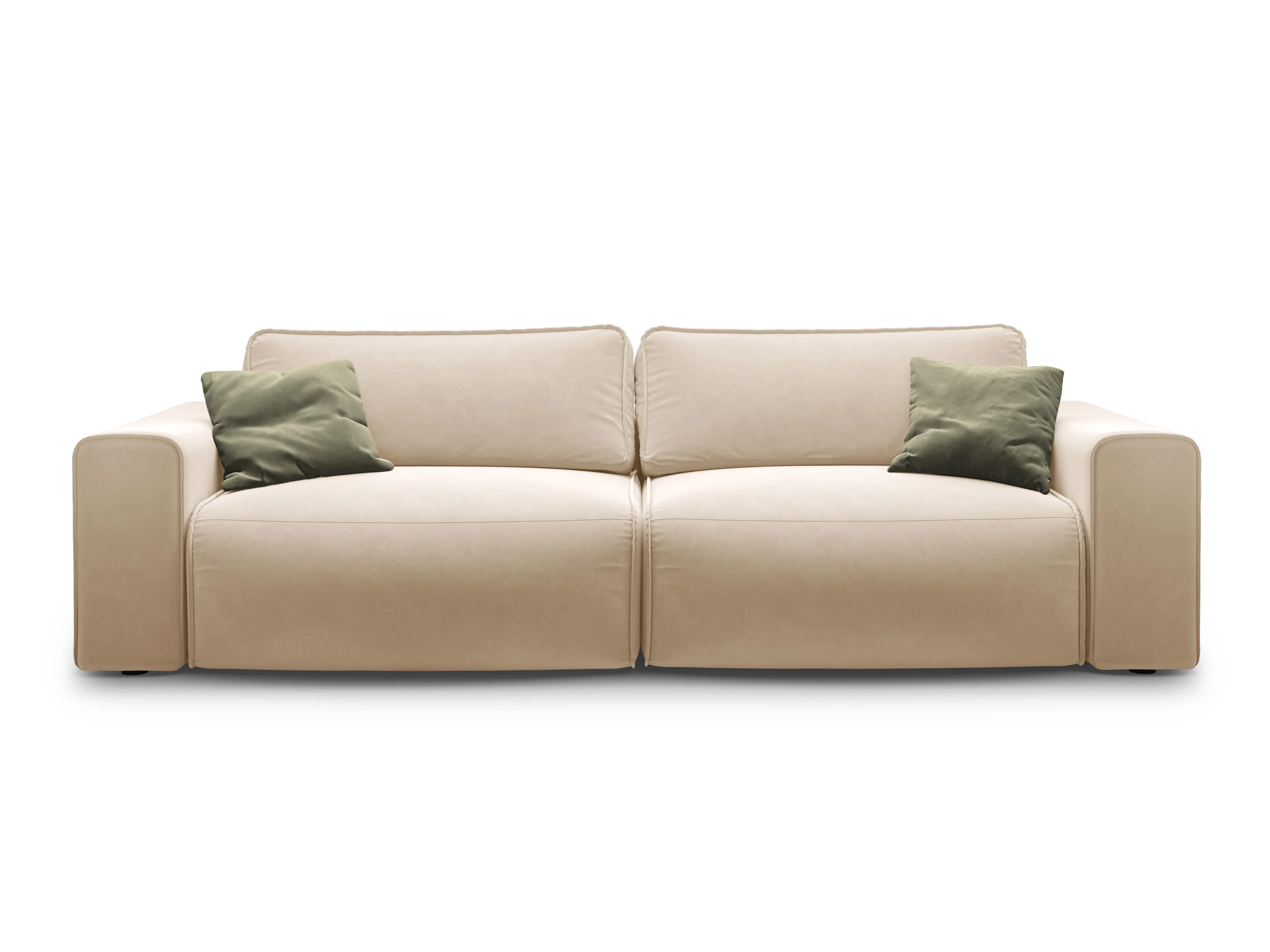 Sofa aksamitna 3-osobowa z funkcją spania VICTOR beżowy - Image 5