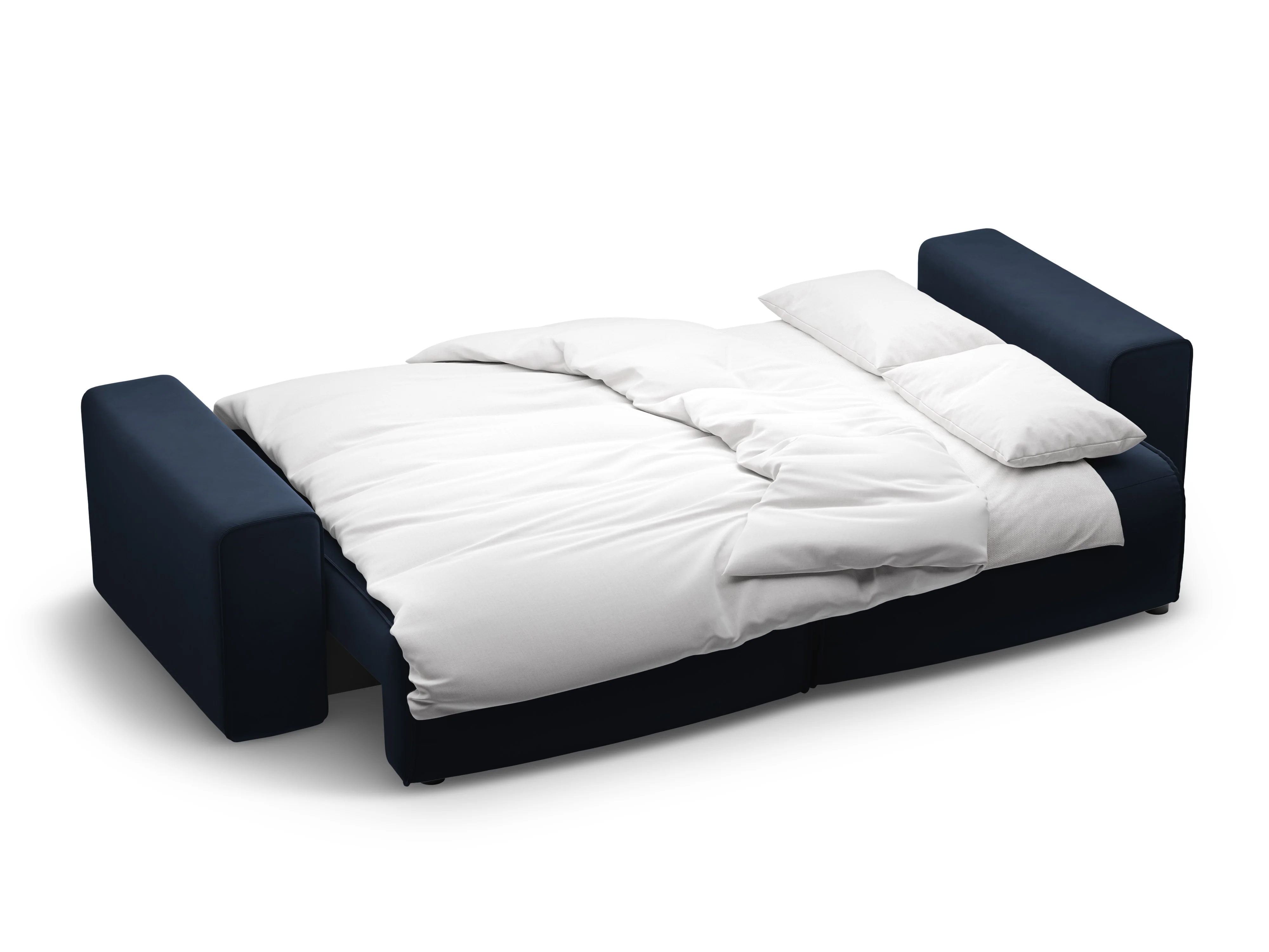 Sofa aksamitna 3-osobowa z funkcją spania VICTOR granatowy - Image 4