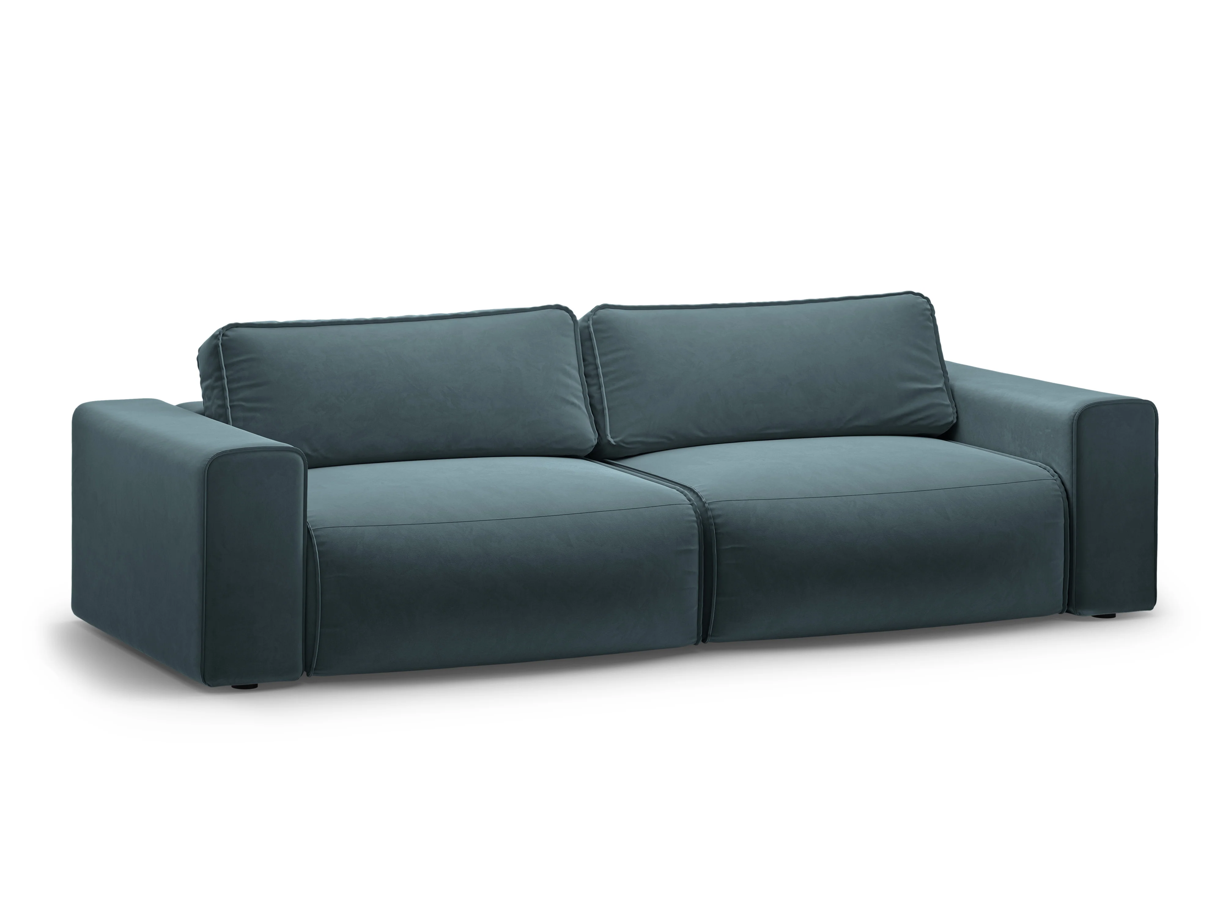 Sofa aksamitna 3-osobowa z funkcją spania VICTOR niebieski - Image 2