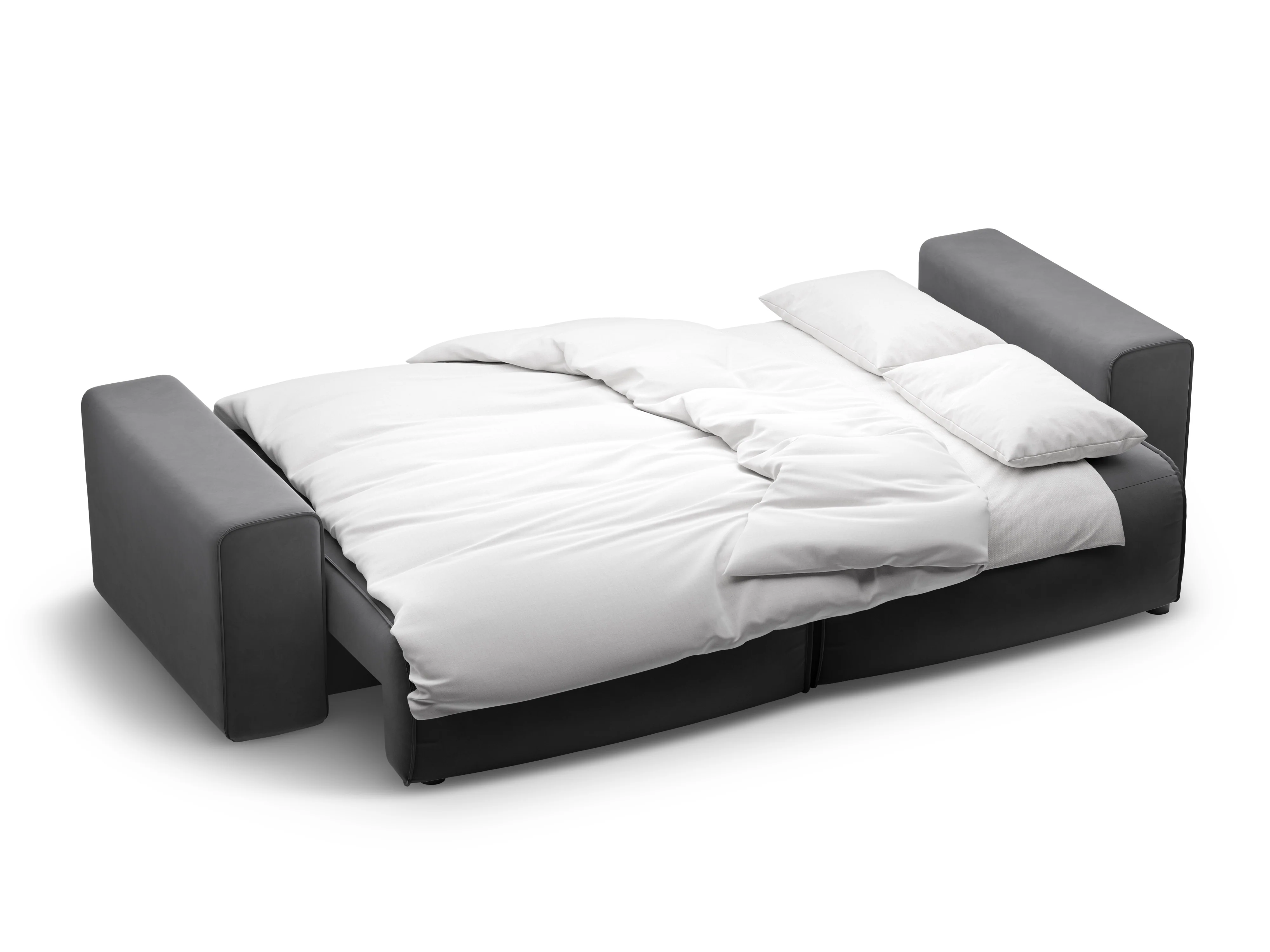 Sofa aksamitna 3-osobowa z funkcją spania VICTOR szary - Image 4