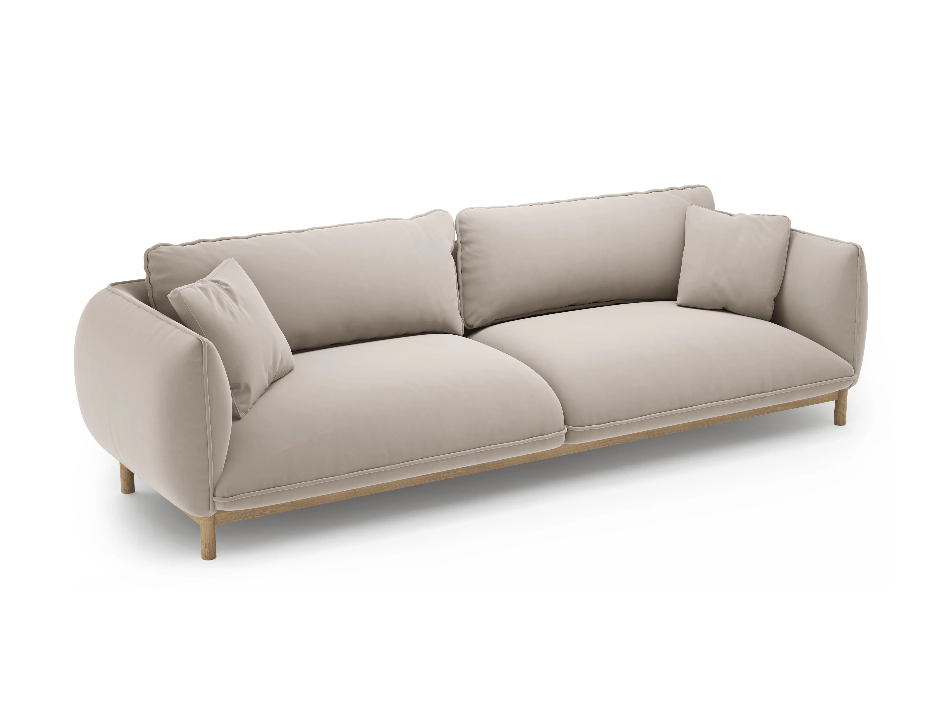 Sofa aksamitna 4-osobowa ADA jasnobeżowy - Image 3