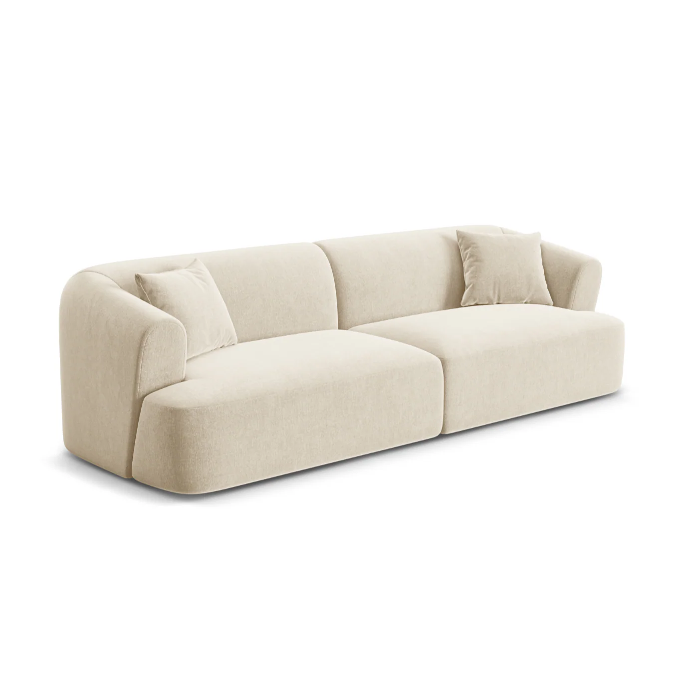 Sofa aksamitna 4-osobowa CAMPI jasnobeżowy