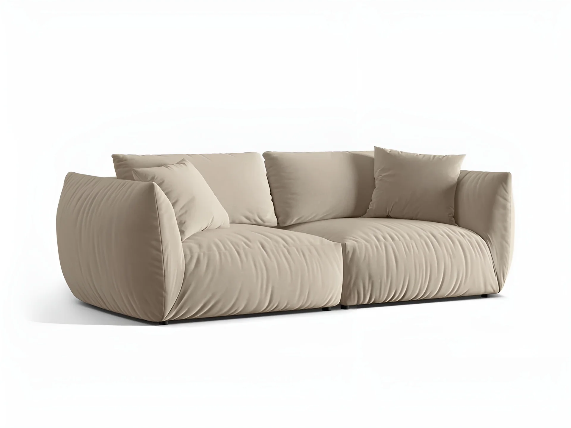 Sofa aksamitna 4-osobowa CHRIS ecru - Image 5
