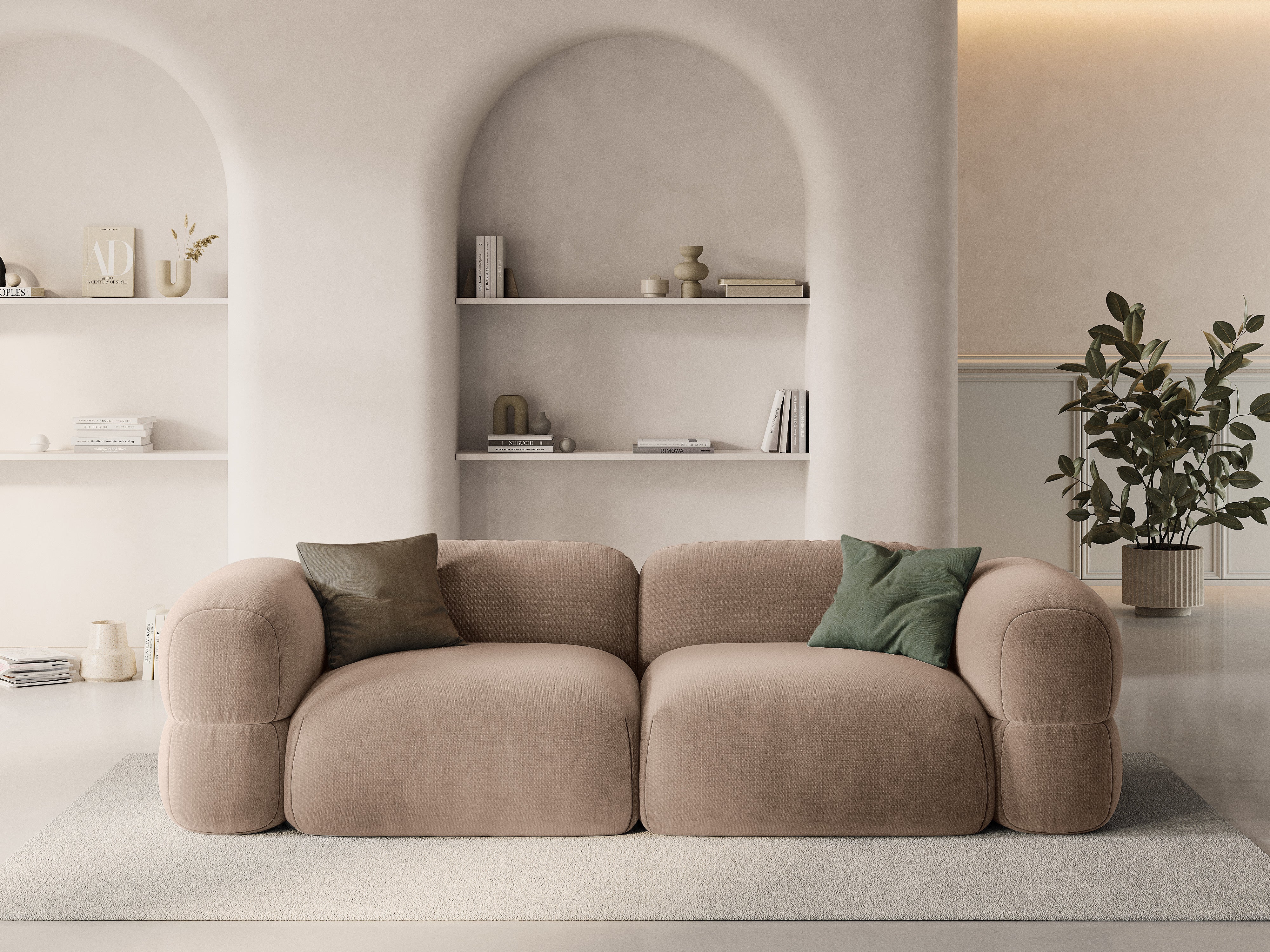 Sofa aksamitna 4-osobowa ROGER ciemnobeżowy - Image 2