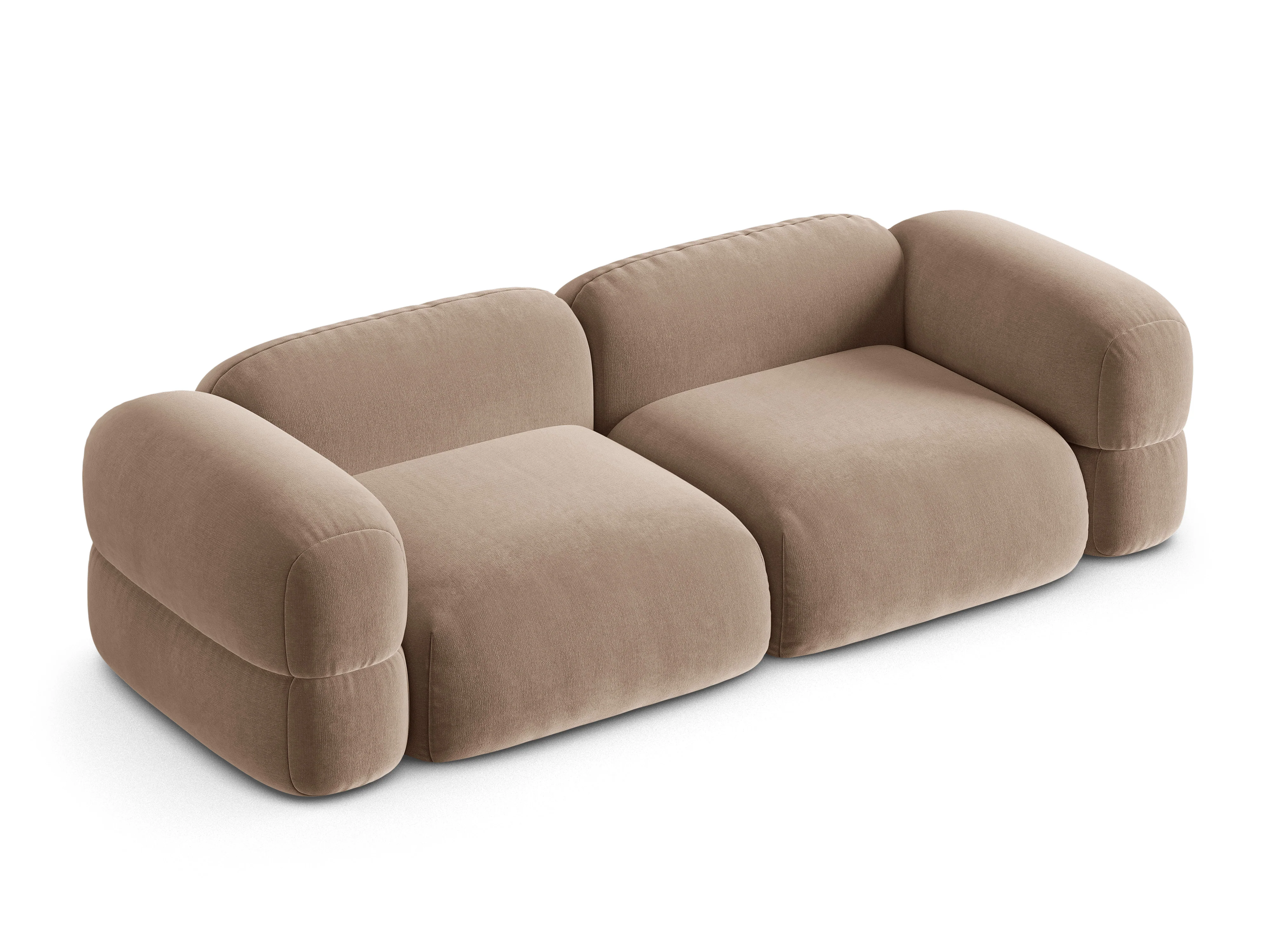 Sofa aksamitna 4-osobowa ROGER ciemnobeżowy - Image 4