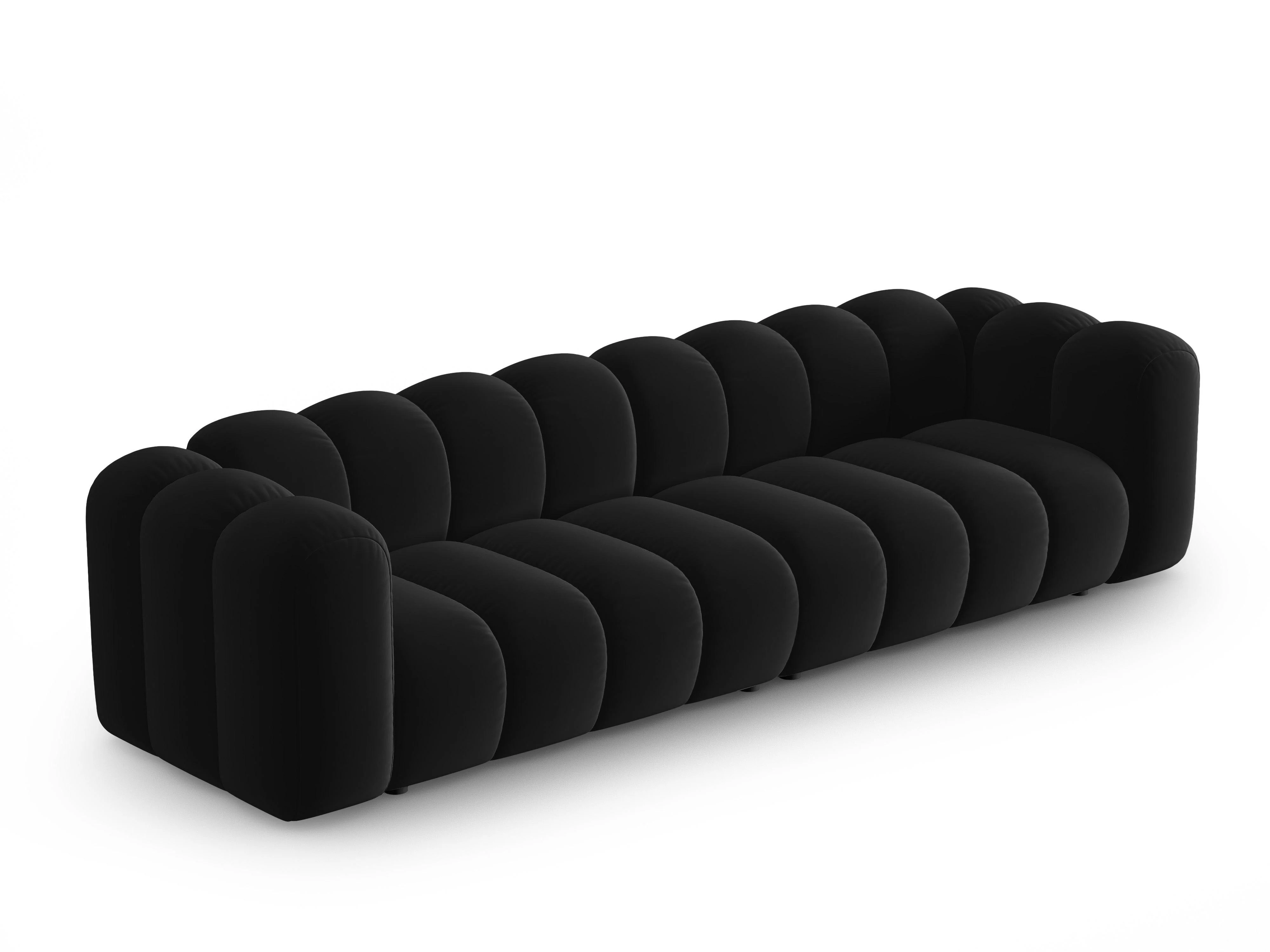 Sofa aksamitna 4-osobowa LUPINE czarny