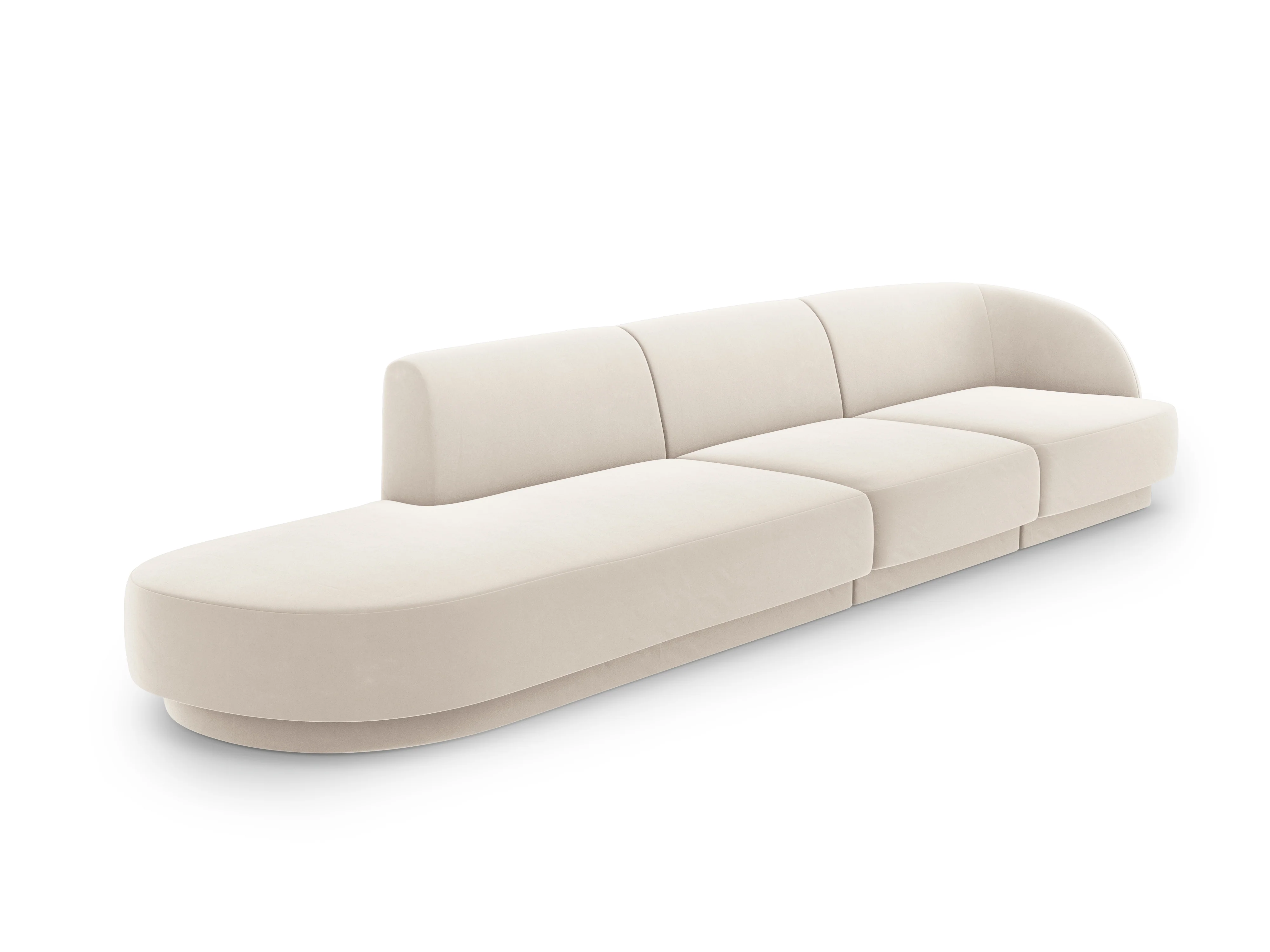 Sofa aksamitna lewostronna 4-osobowa otwarta MILEY beżowy - Image 2