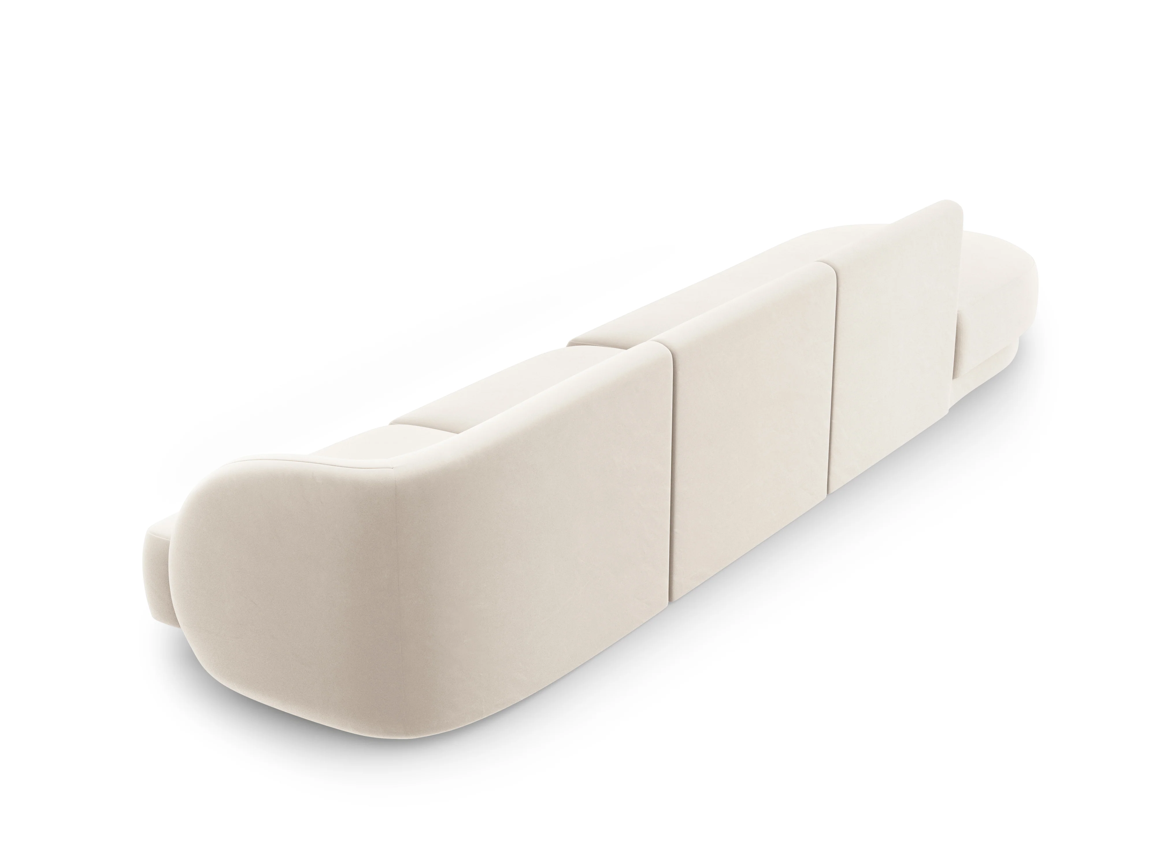 Sofa aksamitna lewostronna 4-osobowa otwarta MILEY beżowy - Image 3