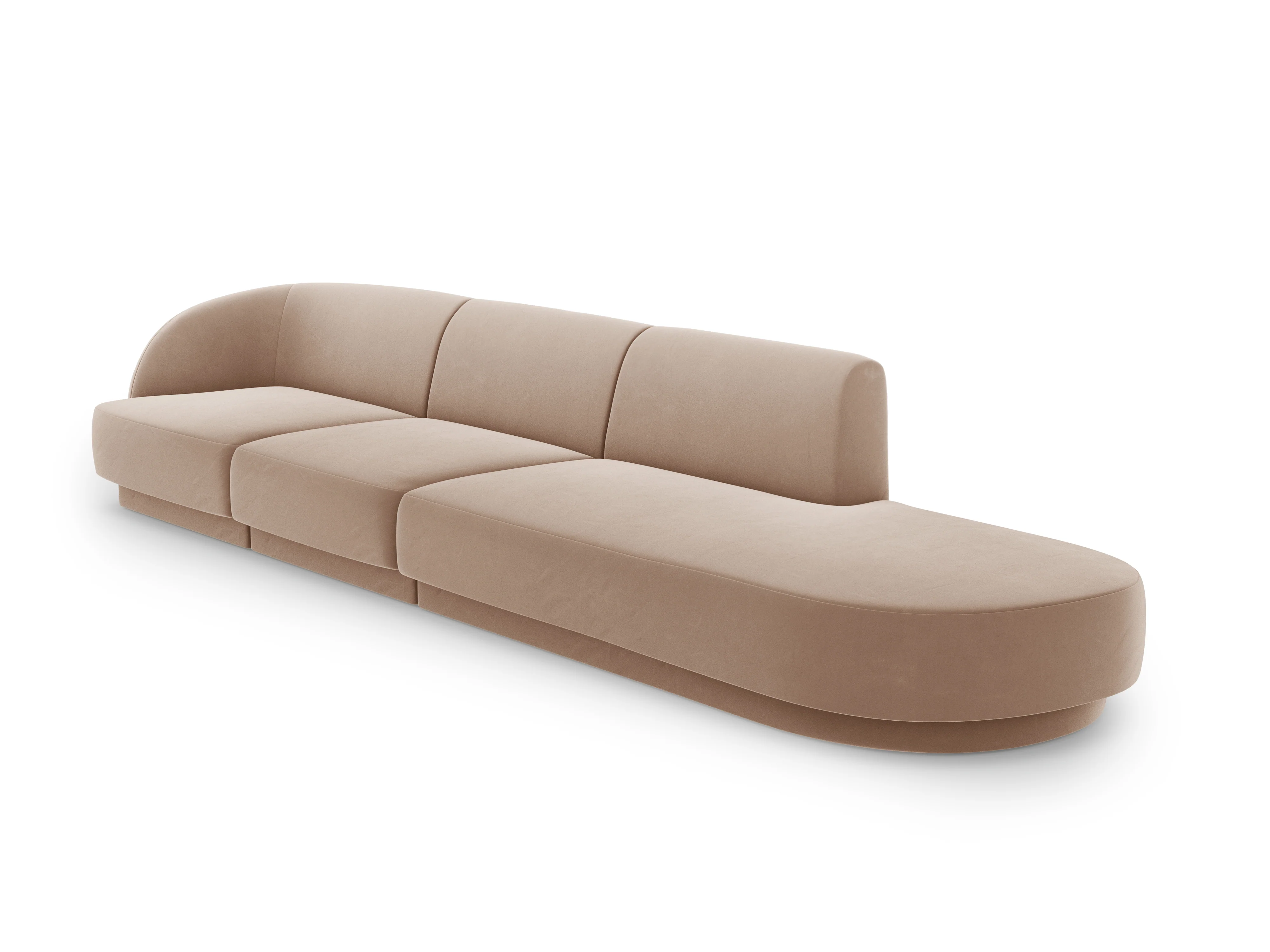 Sofa aksamitna prawostronna 4-osobowa otwarta MILEY cappuccino - Image 2