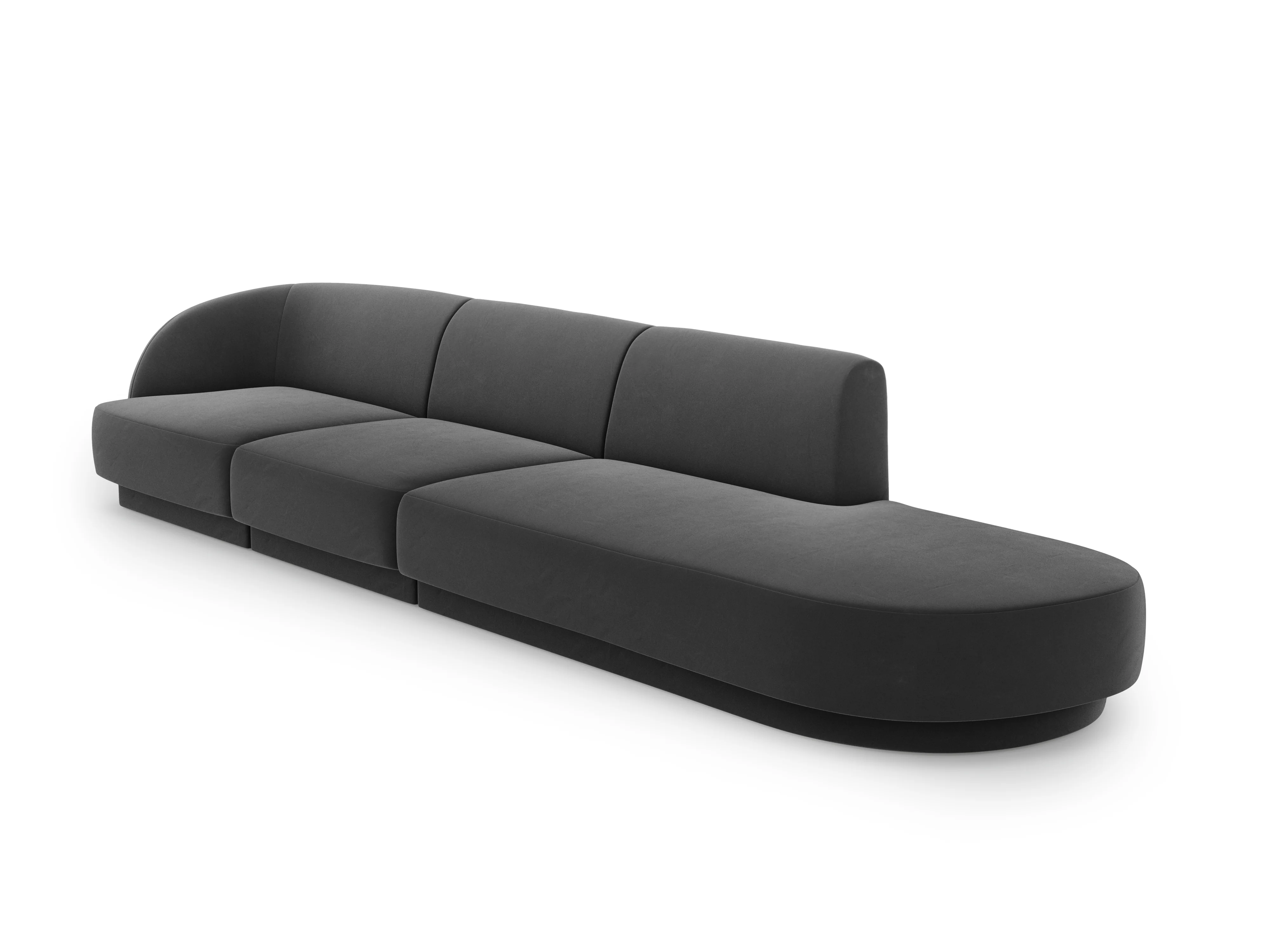 Sofa aksamitna prawostronna 4-osobowa otwarta MILEY ciemnoszary - Image 2