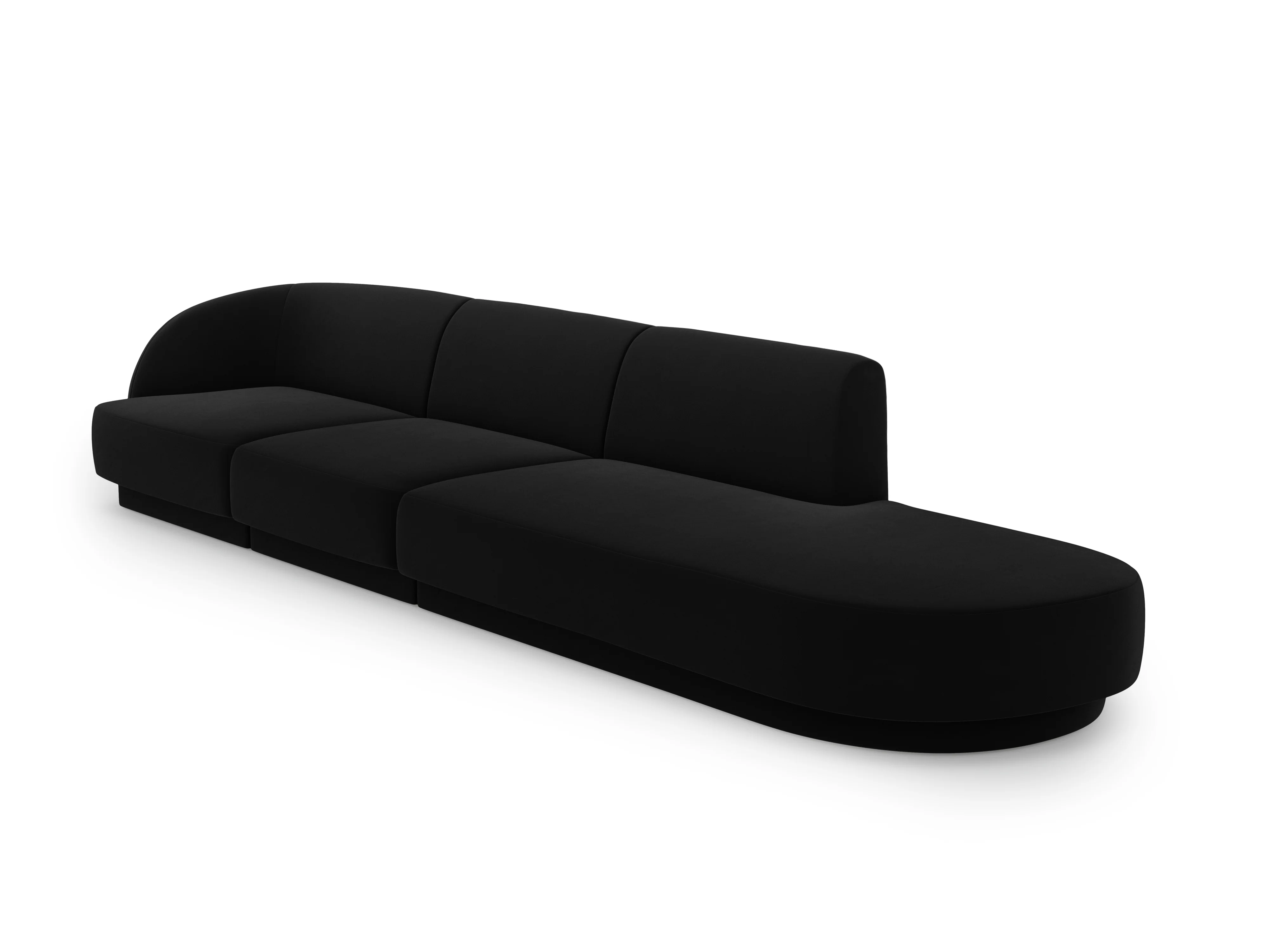Sofa aksamitna prawostronna 4-osobowa otwarta MILEY czarny - Image 2
