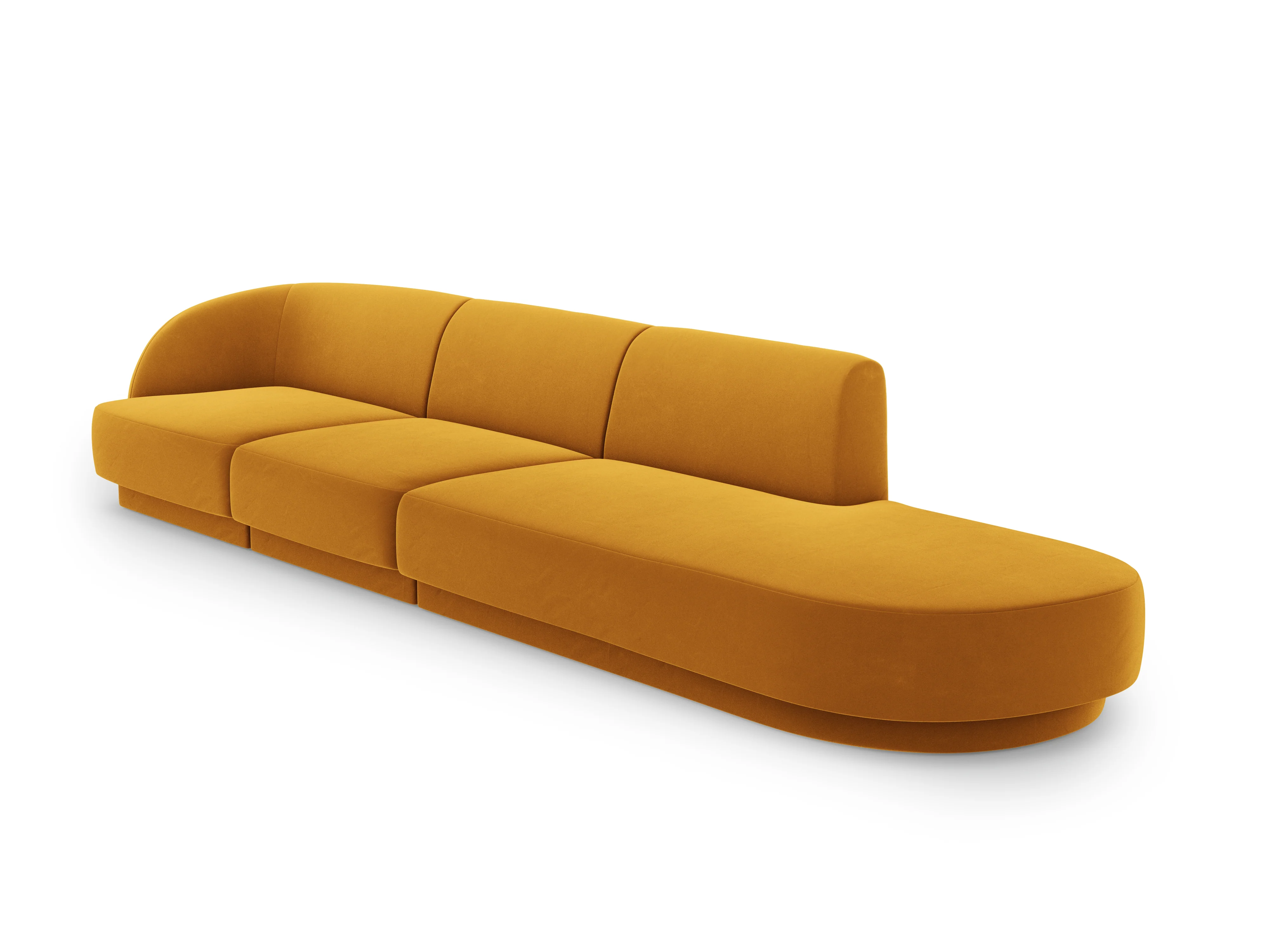 Sofa aksamitna prawostronna 4-osobowa otwarta MILEY żółty - Image 2