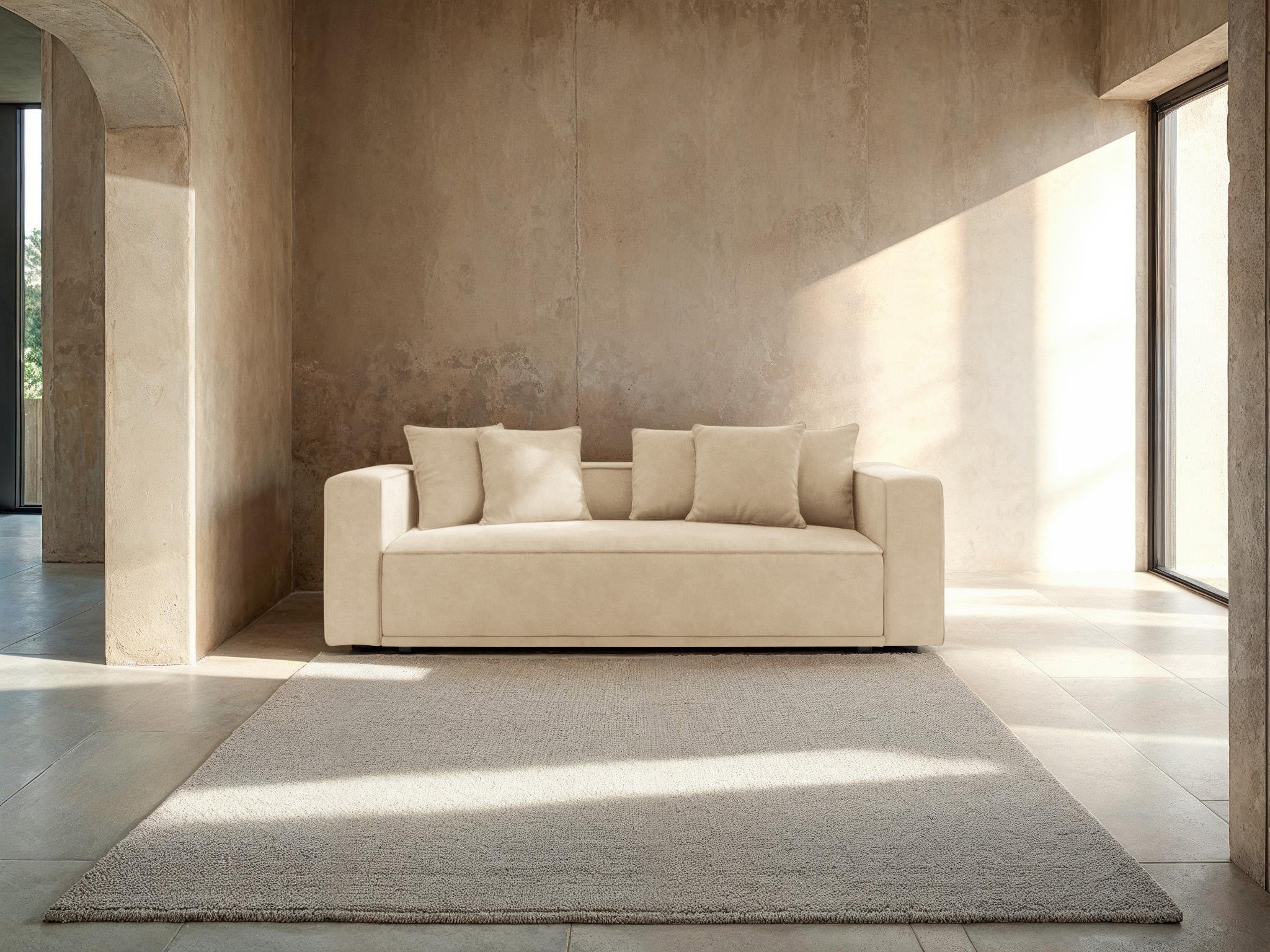 Sofa aksamitna z funkcją spania RIBES jasnobeżowy - Image 2