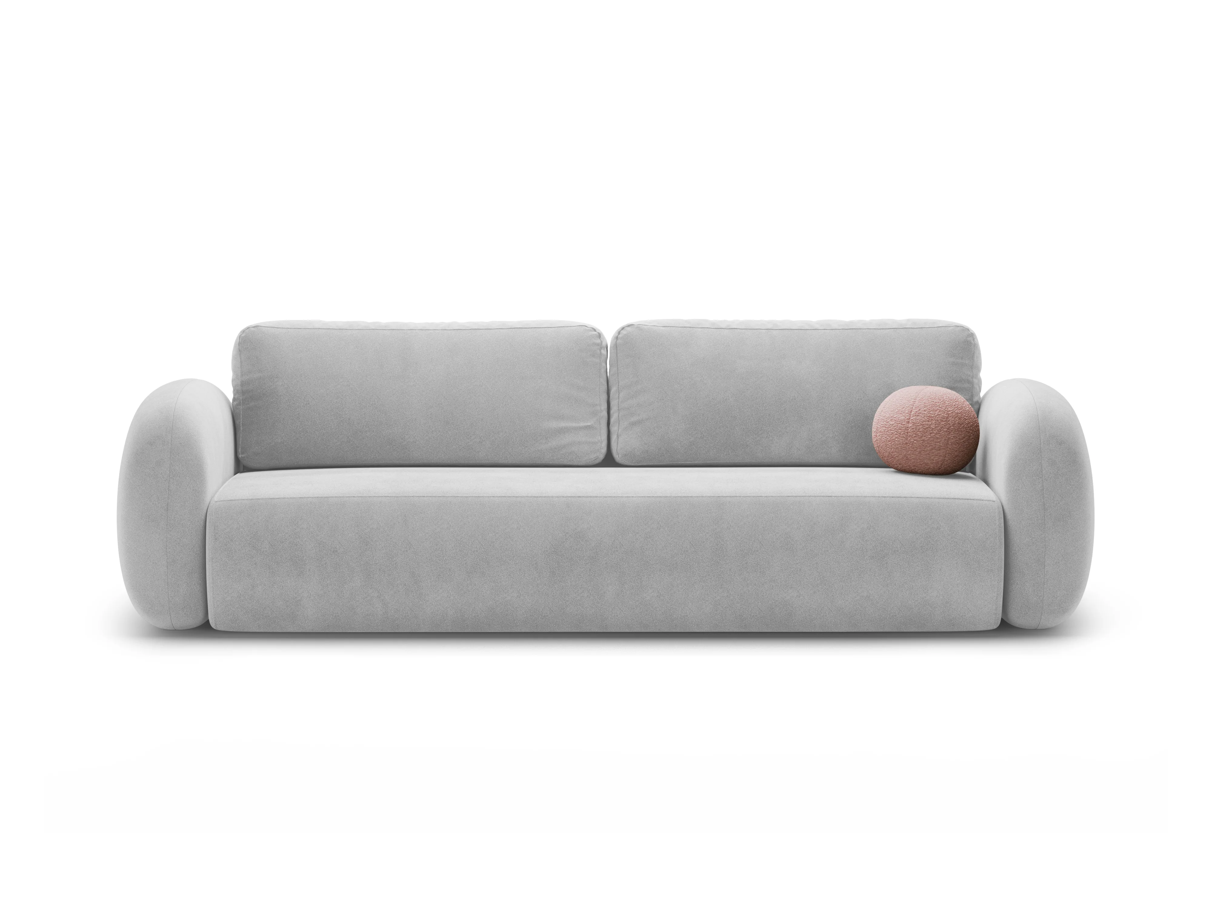 Sofa aksamitna z funkcją spania 3-osobowa TONALE jasnoszary - Image 3
