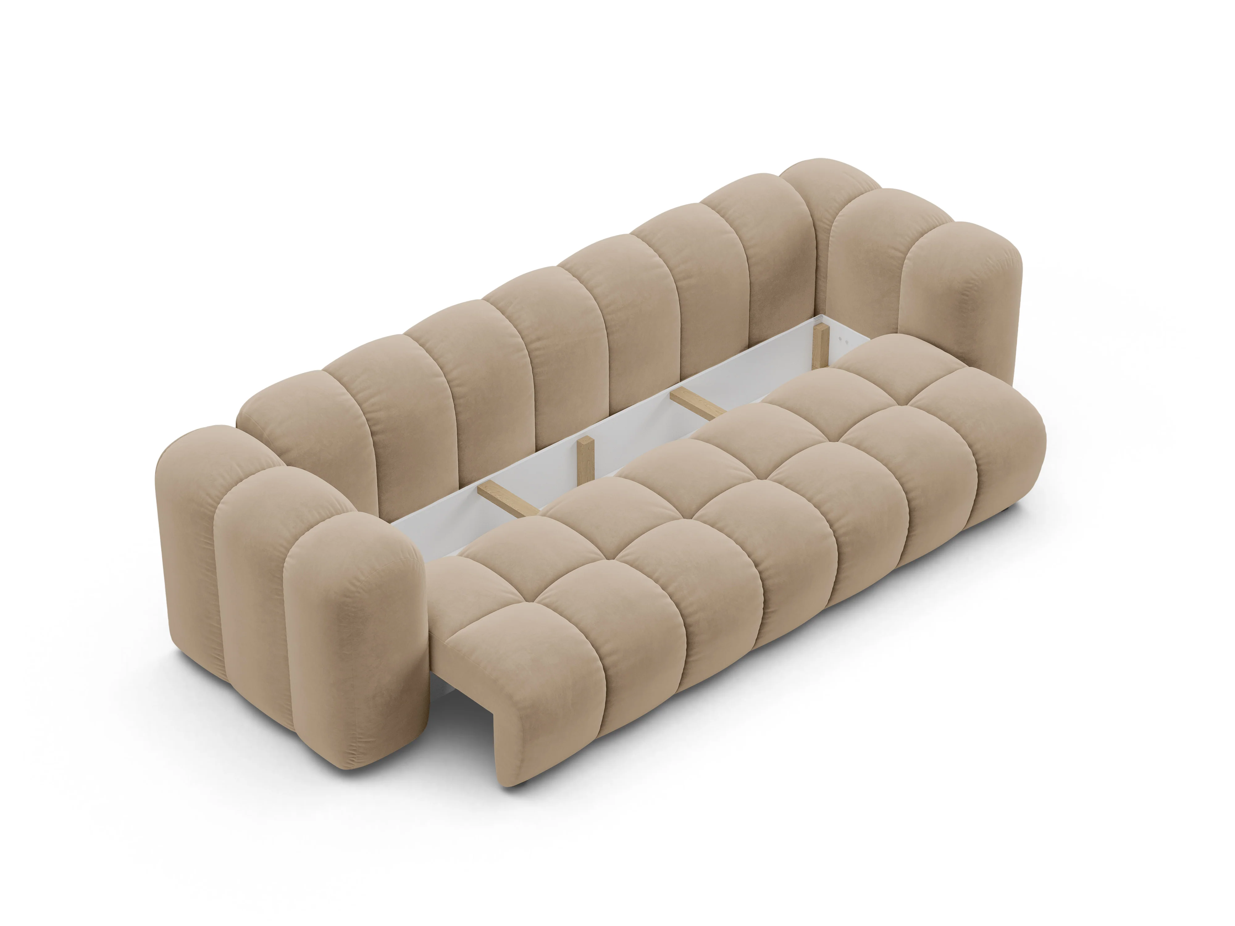 Sofa aksamitna z funkcją spania ASTRO piaskowy - Image 4