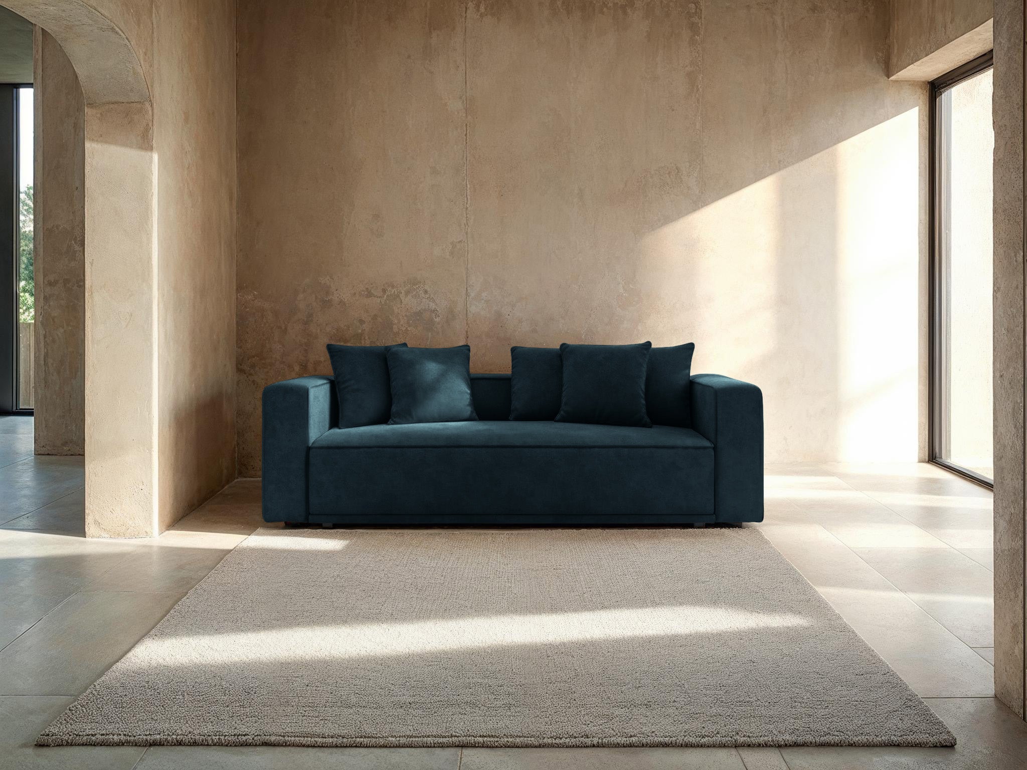Sofa aksamitna z funkcją spania RIBES niebieski petrol - Image 2