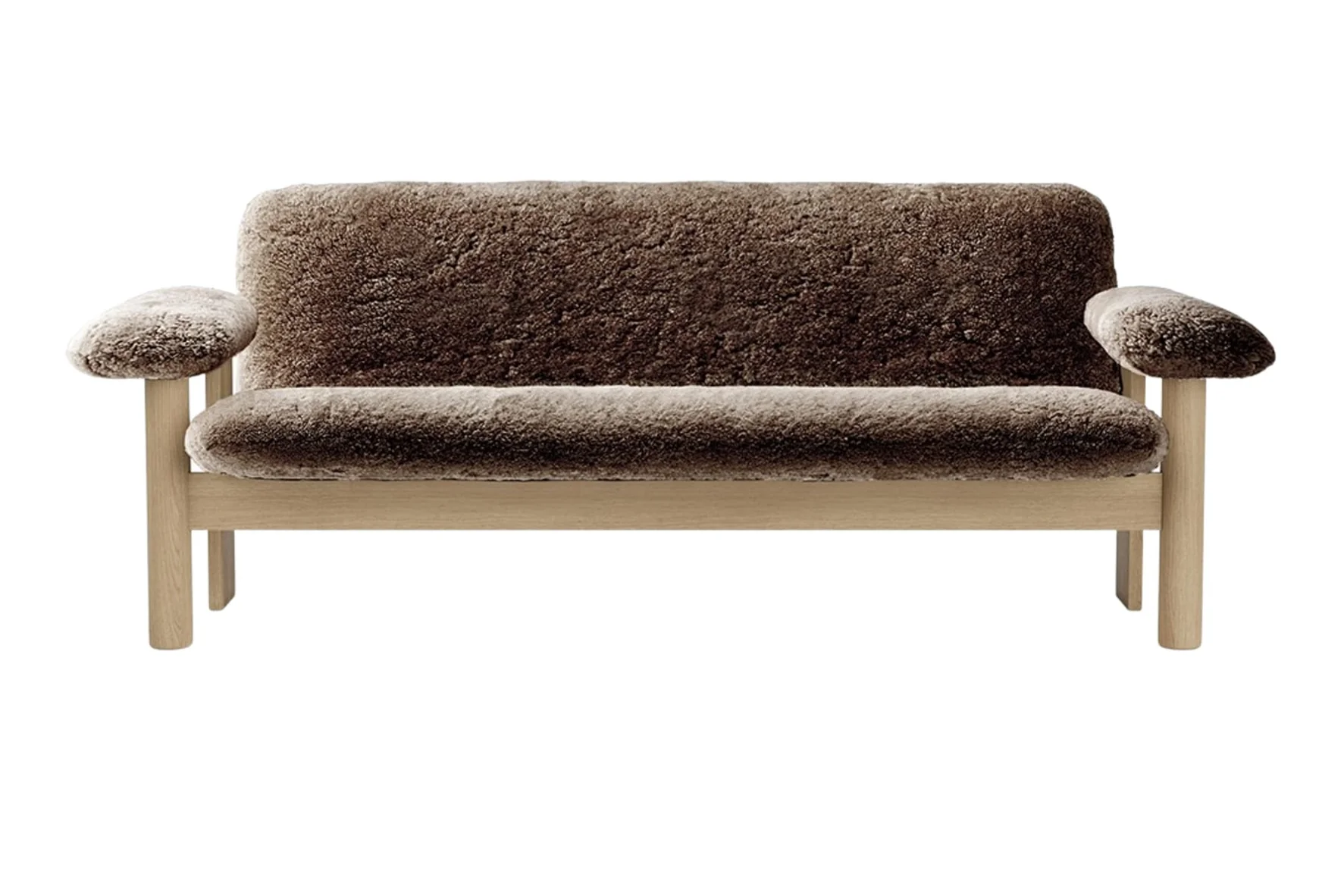 Sofa BRASILIA brązowa skóra owcza z dębową podstawą - Image 3