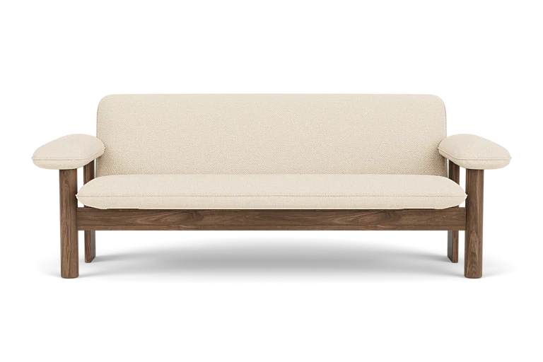 Sofa BRASILIA kremowy z orzechową podstawą - Image 3
