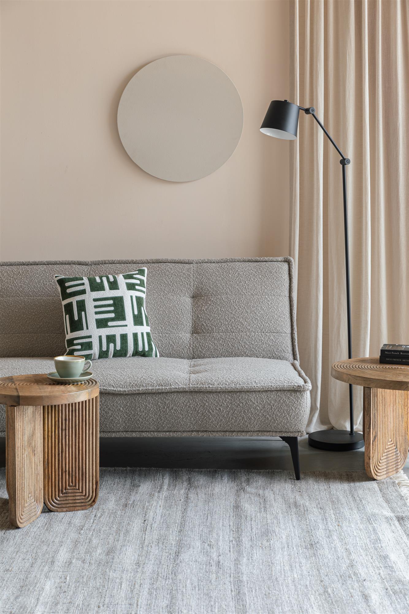 Sofa rozkładana CIELKE beżowy z czarną podstawą - Image 3