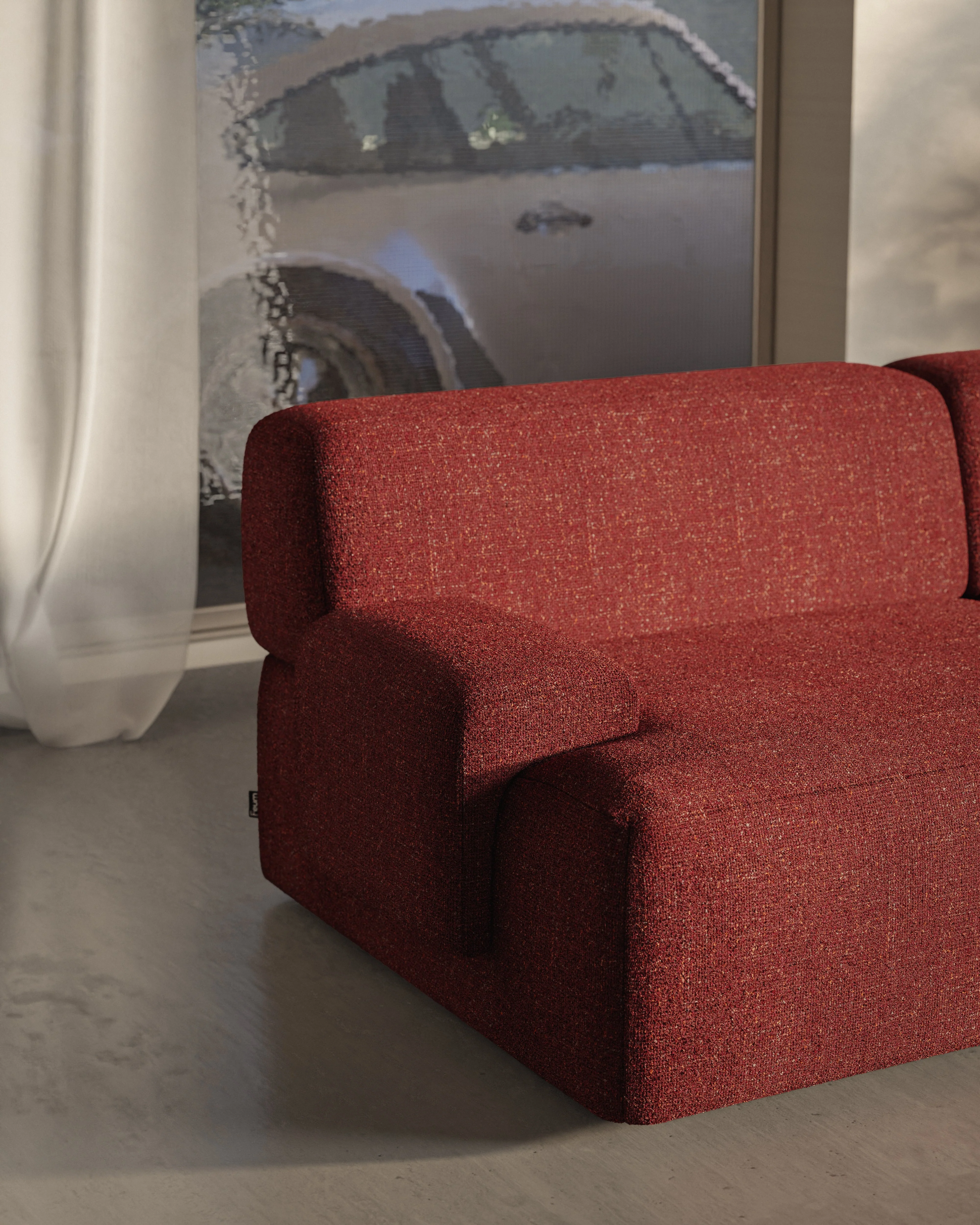Sofa modułowa 3-osobowa UMI kasztanowy czerwony - Image 3