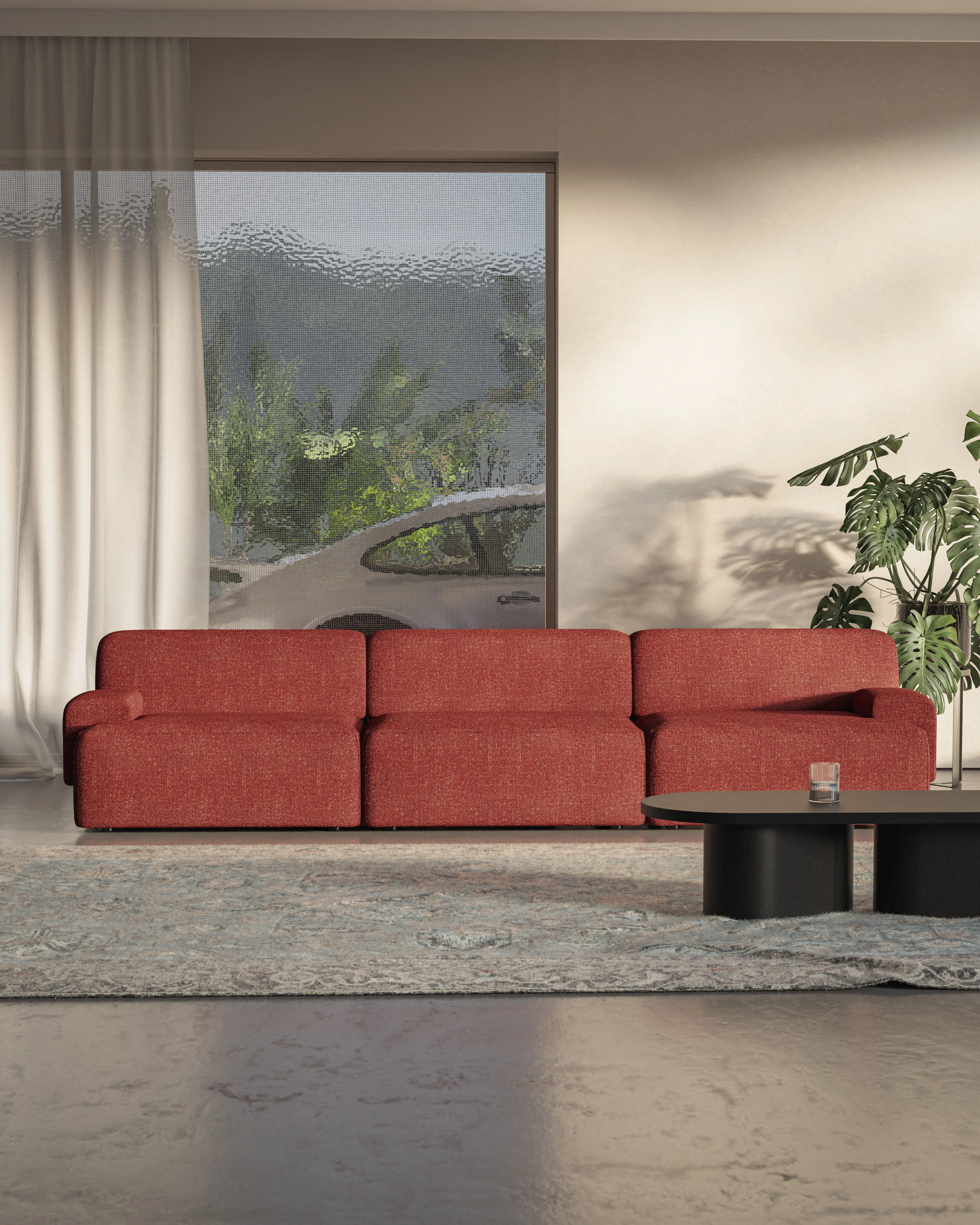 Sofa modułowa 3-osobowa UMI kasztanowy czerwony - Image 5