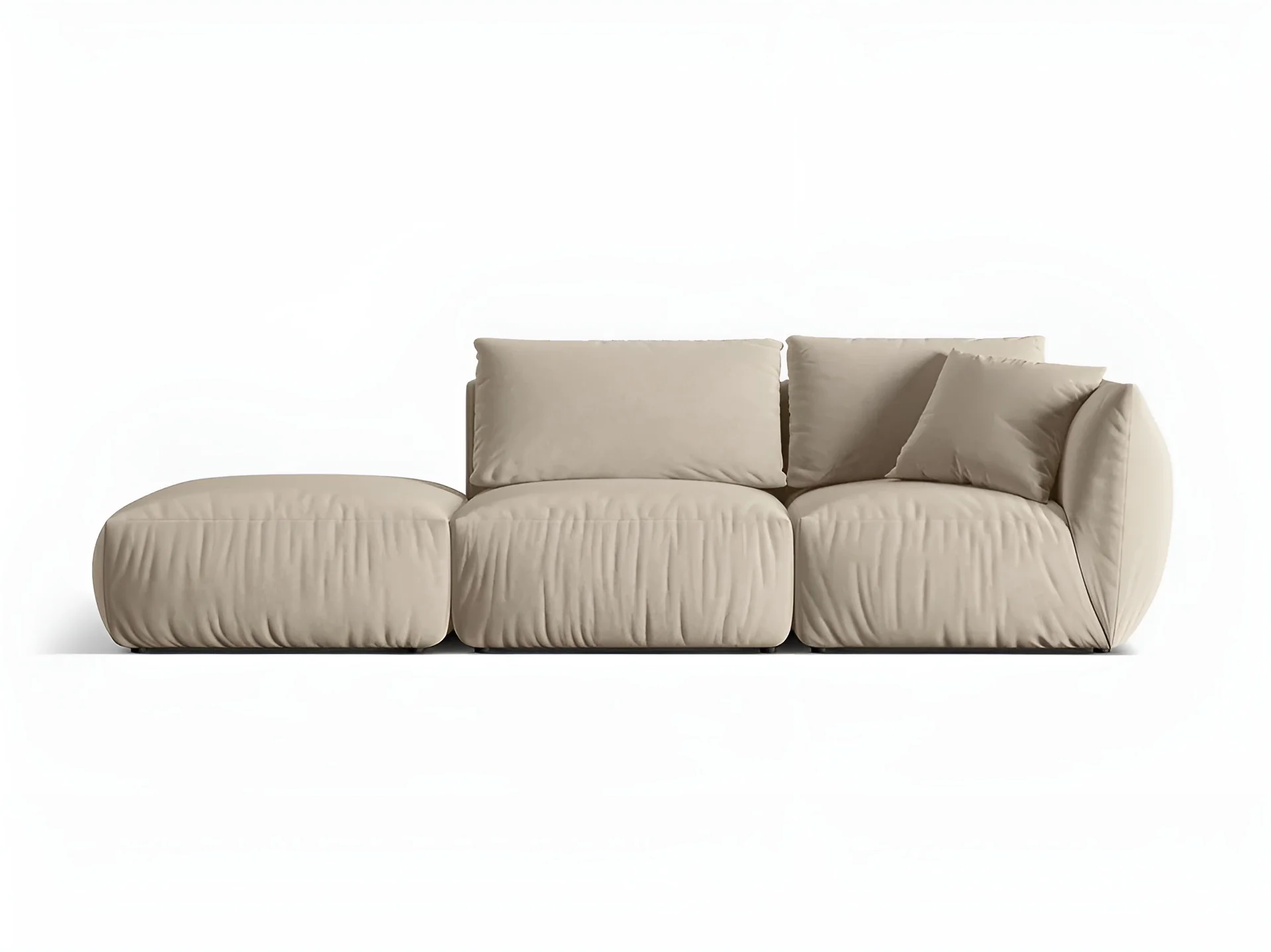 Sofa modułowa aksamitna 3-osobowa lewostronna CHRIS ecru - Image 3