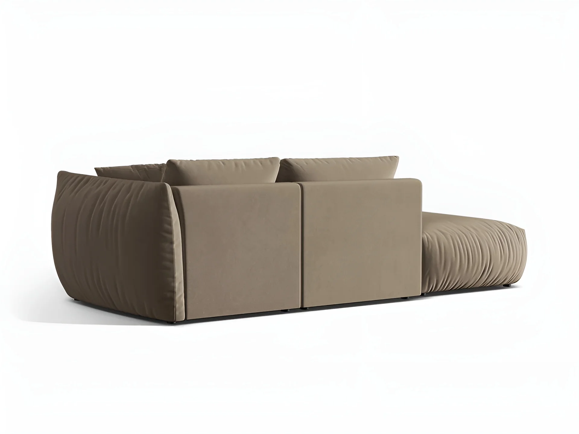 Sofa modułowa aksamitna 3-osobowa lewostronna CHRIS jasnobrązowy - Image 4