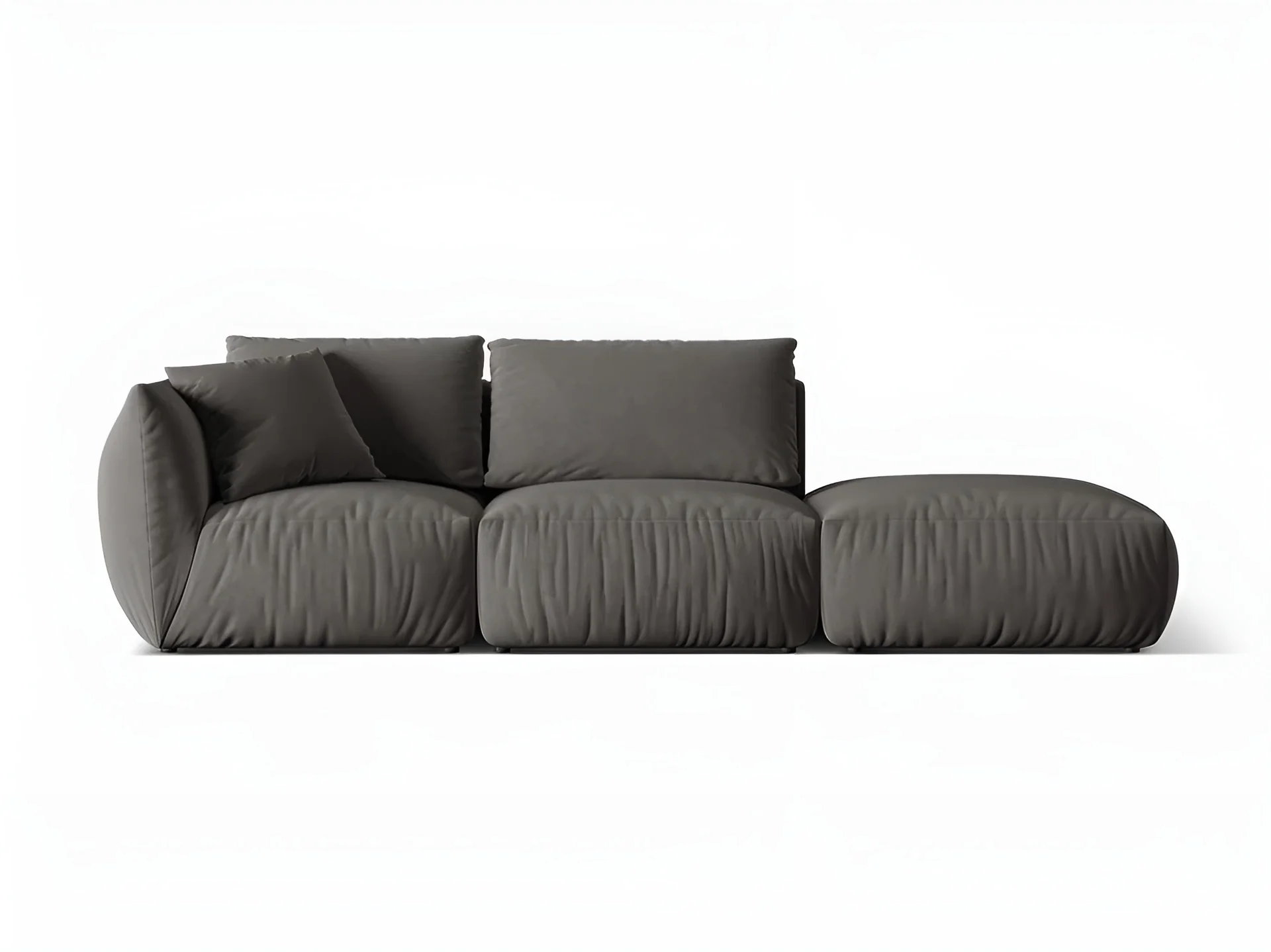 Sofa modułowa aksamitna 3-osobowa prawostronna CHRIS ciemnoszary - Image 3