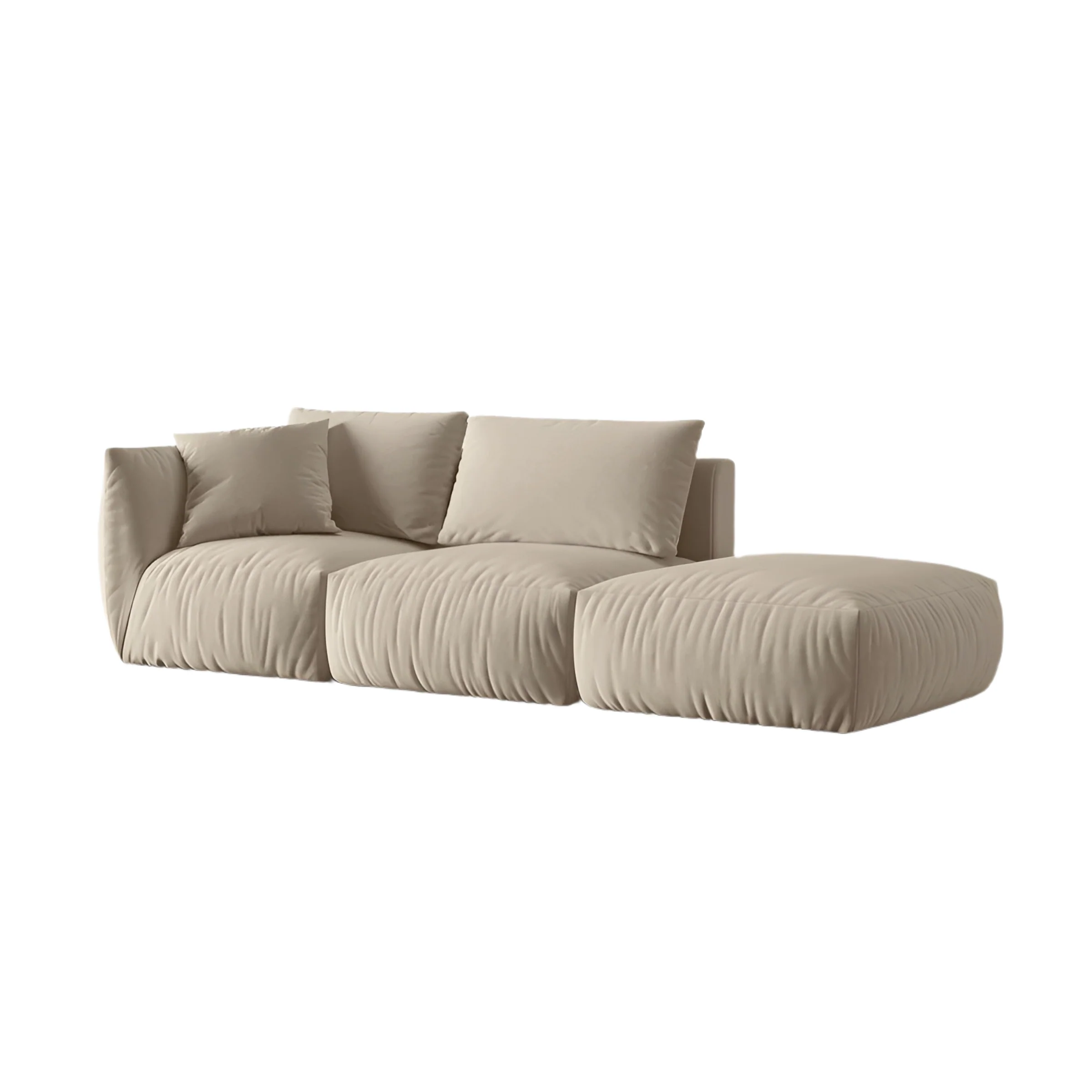 Sofa modułowa aksamitna 3-osobowa prawostronna CHRIS ecru
