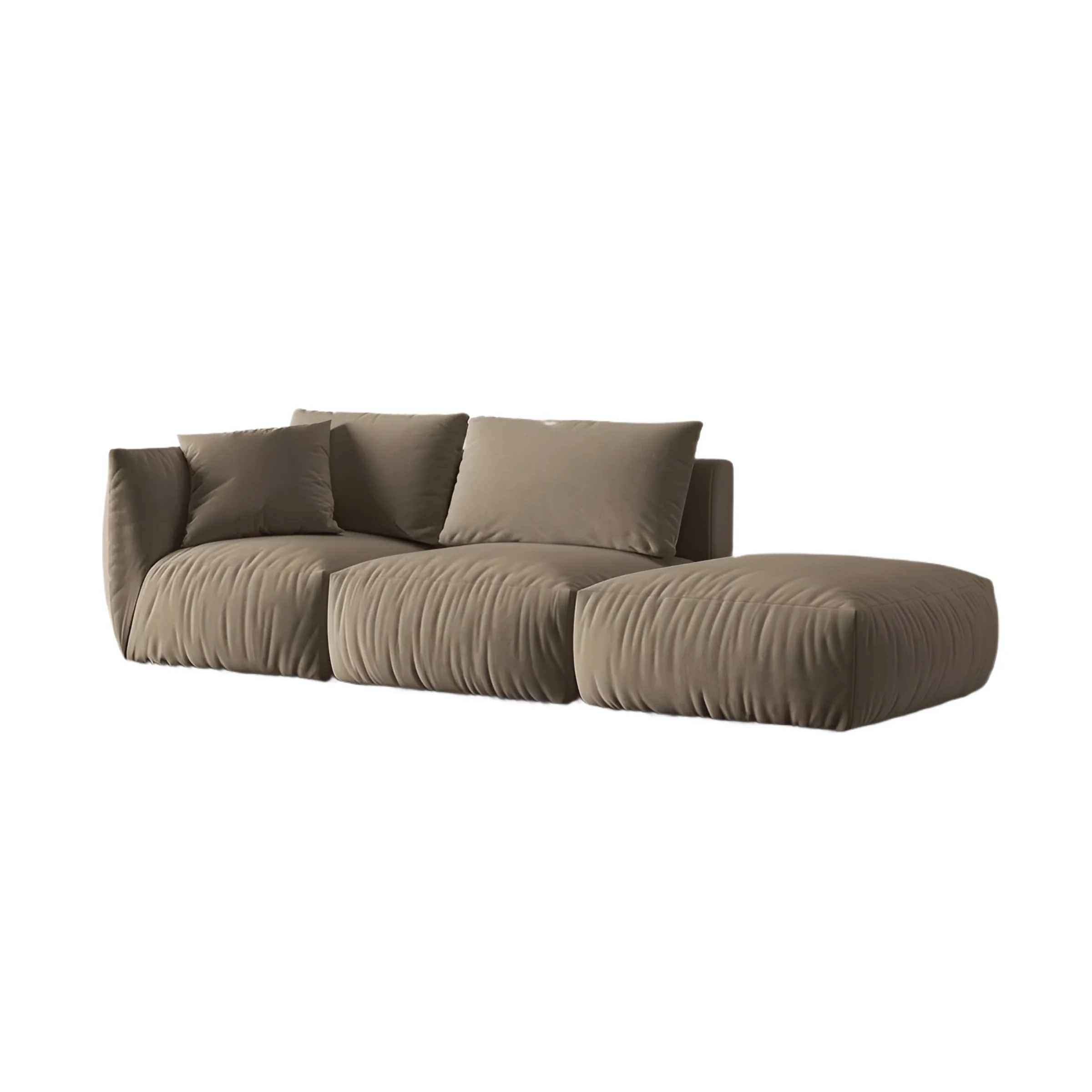 Sofa modułowa aksamitna 3-osobowa prawostronna CHRIS jasnobrązowy
