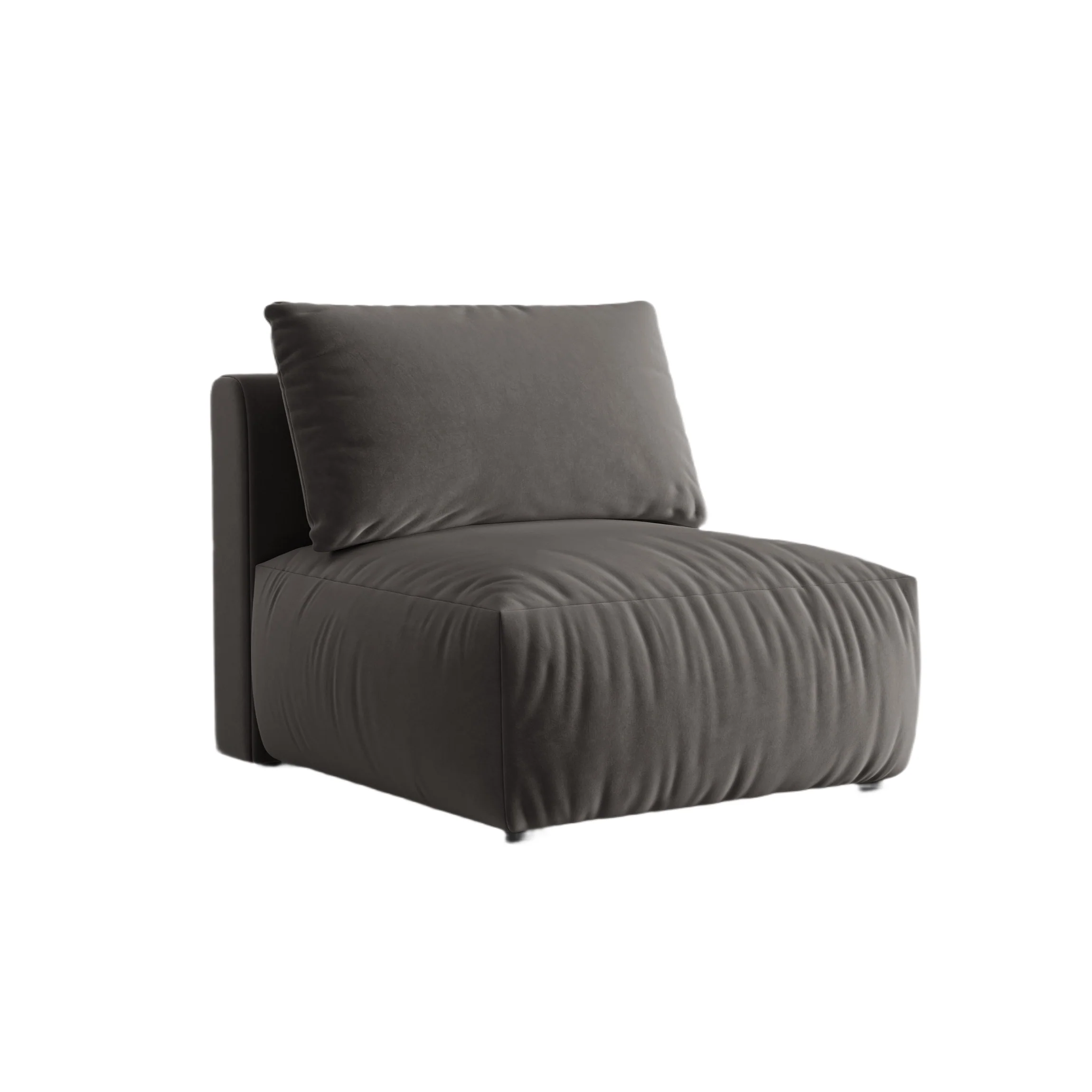Sofa modułowa aksamitna CHRIS - element środkowy ciemnoszary