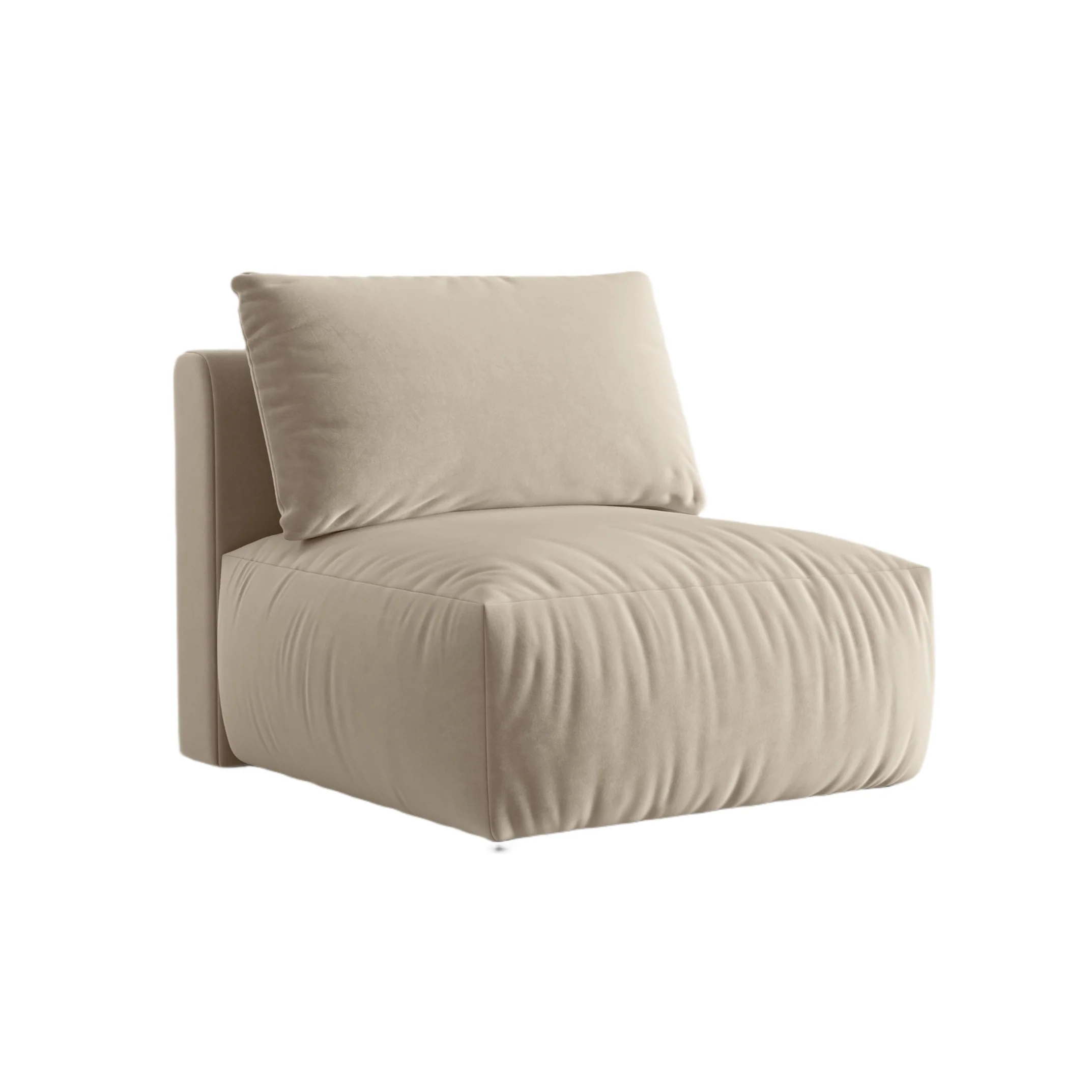 Sofa modułowa aksamitna CHRIS - element środkowy ecru