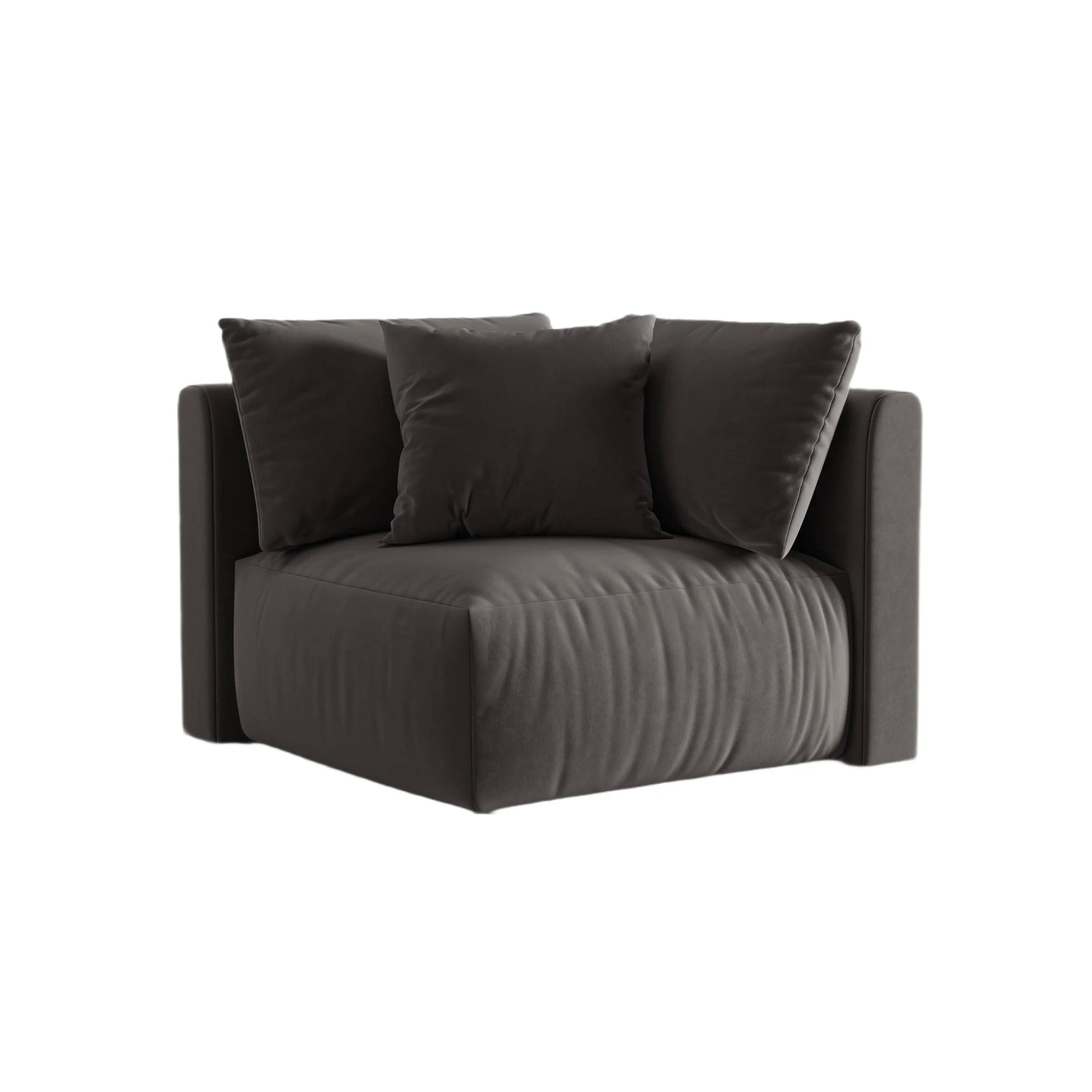 Sofa modułowa aksamitna CHRIS - element narożny ciemnoszary
