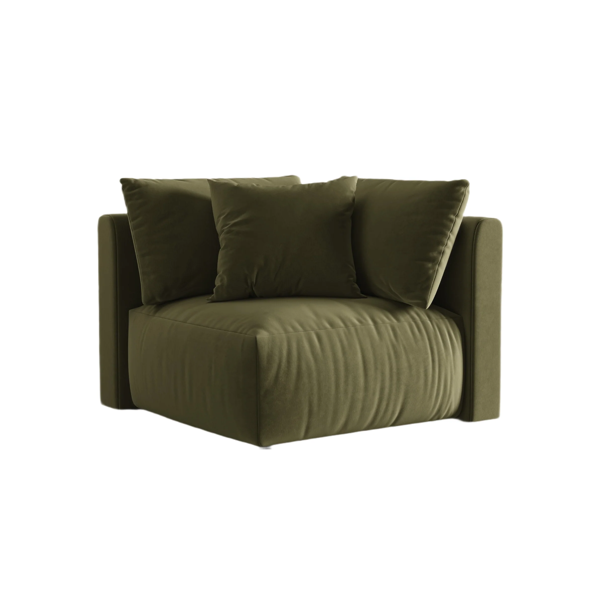 Sofa modułowa aksamitna CHRIS - element narożny jasnozielony