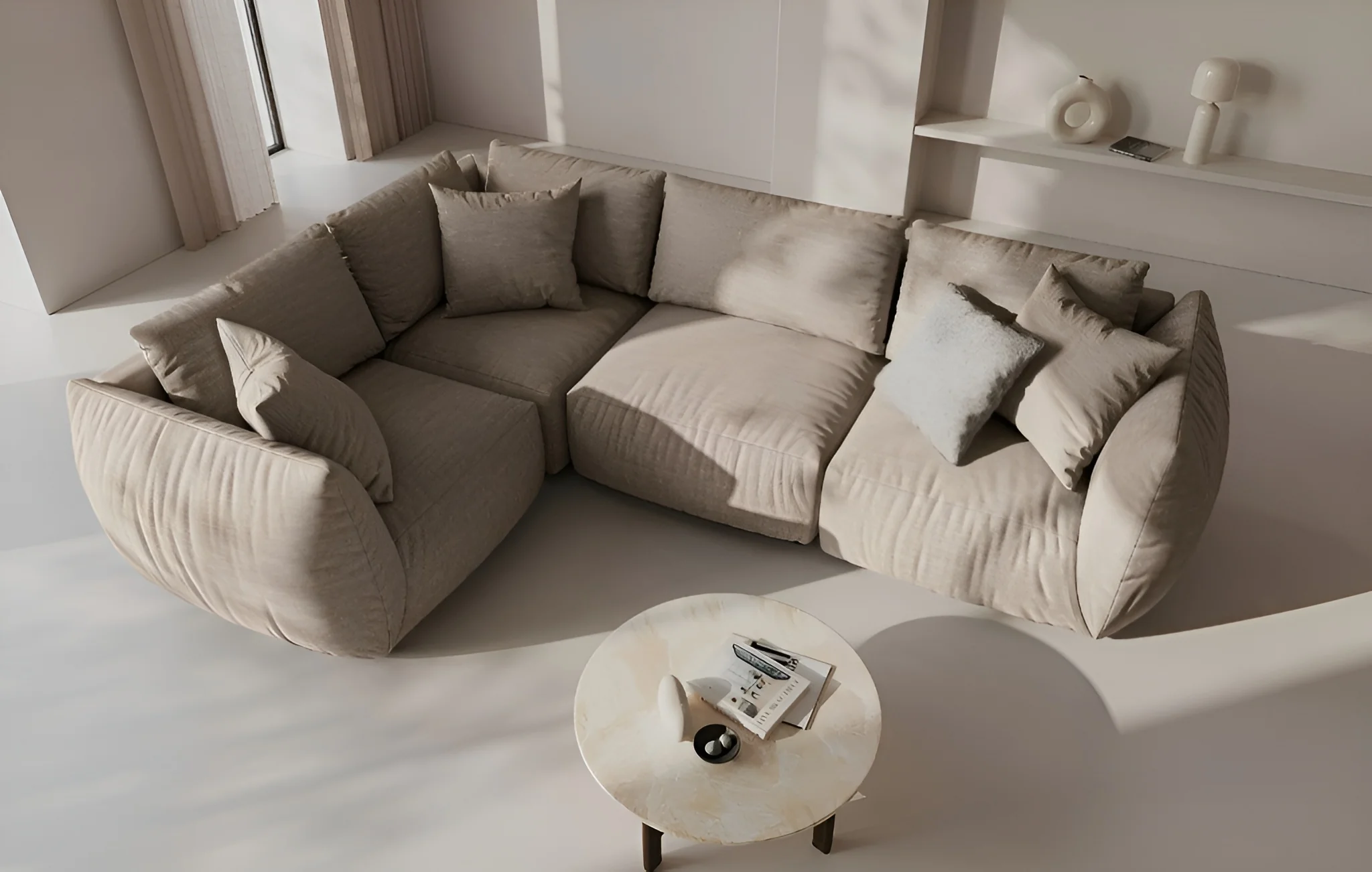 Sofa modułowa aksamitna CHRIS - element środkowy piaskowy - Image 2
