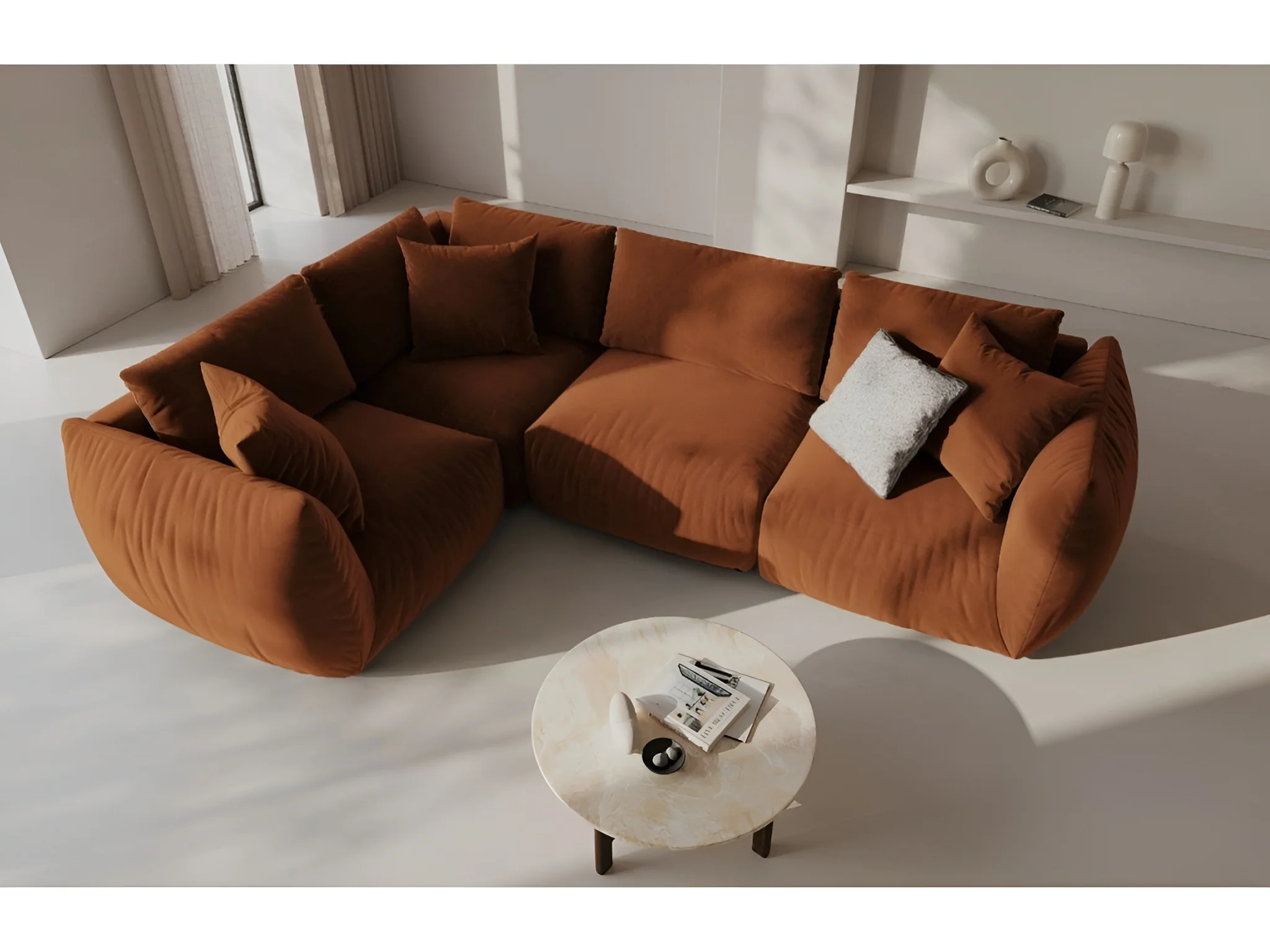 Sofa modułowa aksamitna CHRIS - element środkowy terracotta - Image 2