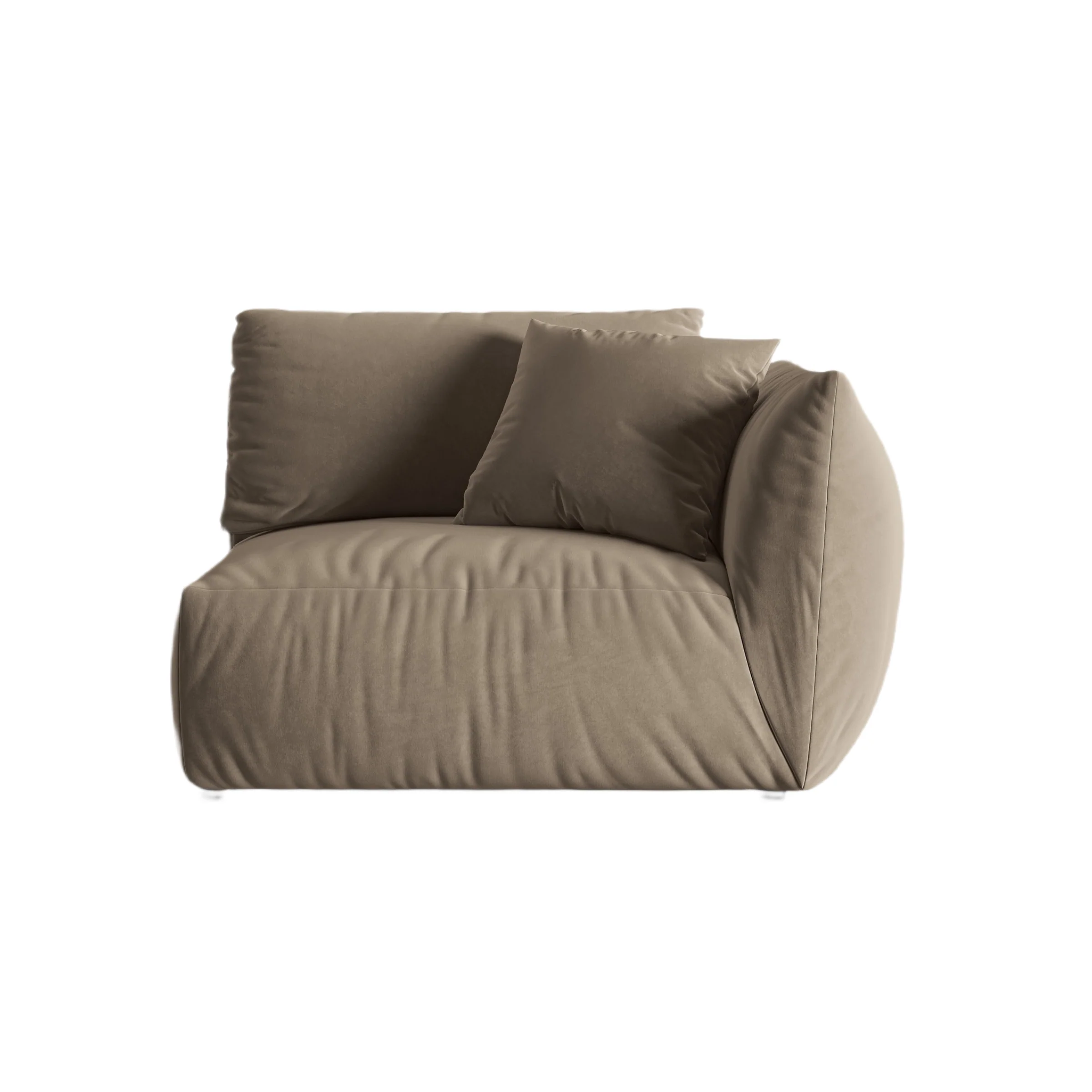 Sofa modułowa aksamitna CHRIS - element prawostronny jasnobrązowy