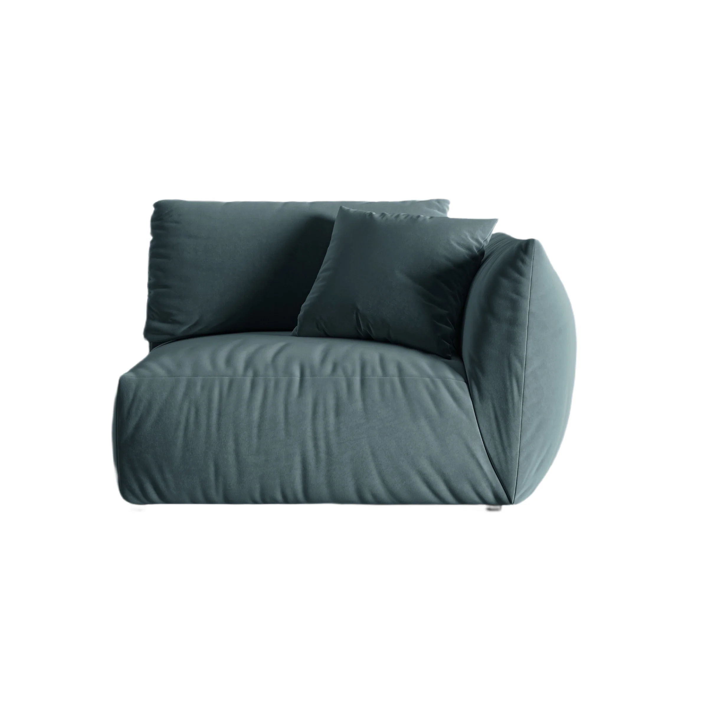 Sofa modułowa aksamitna CHRIS - element szeroki prawostronny jasnoniebieski