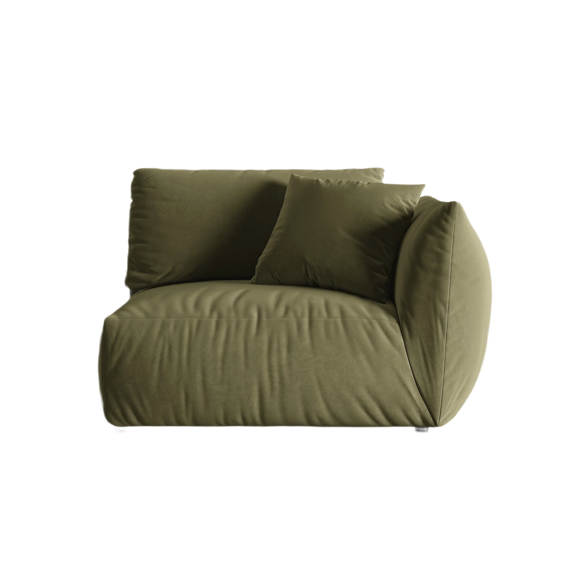 Sofa modułowa aksamitna CHRIS - element prawostronny jasnozielony