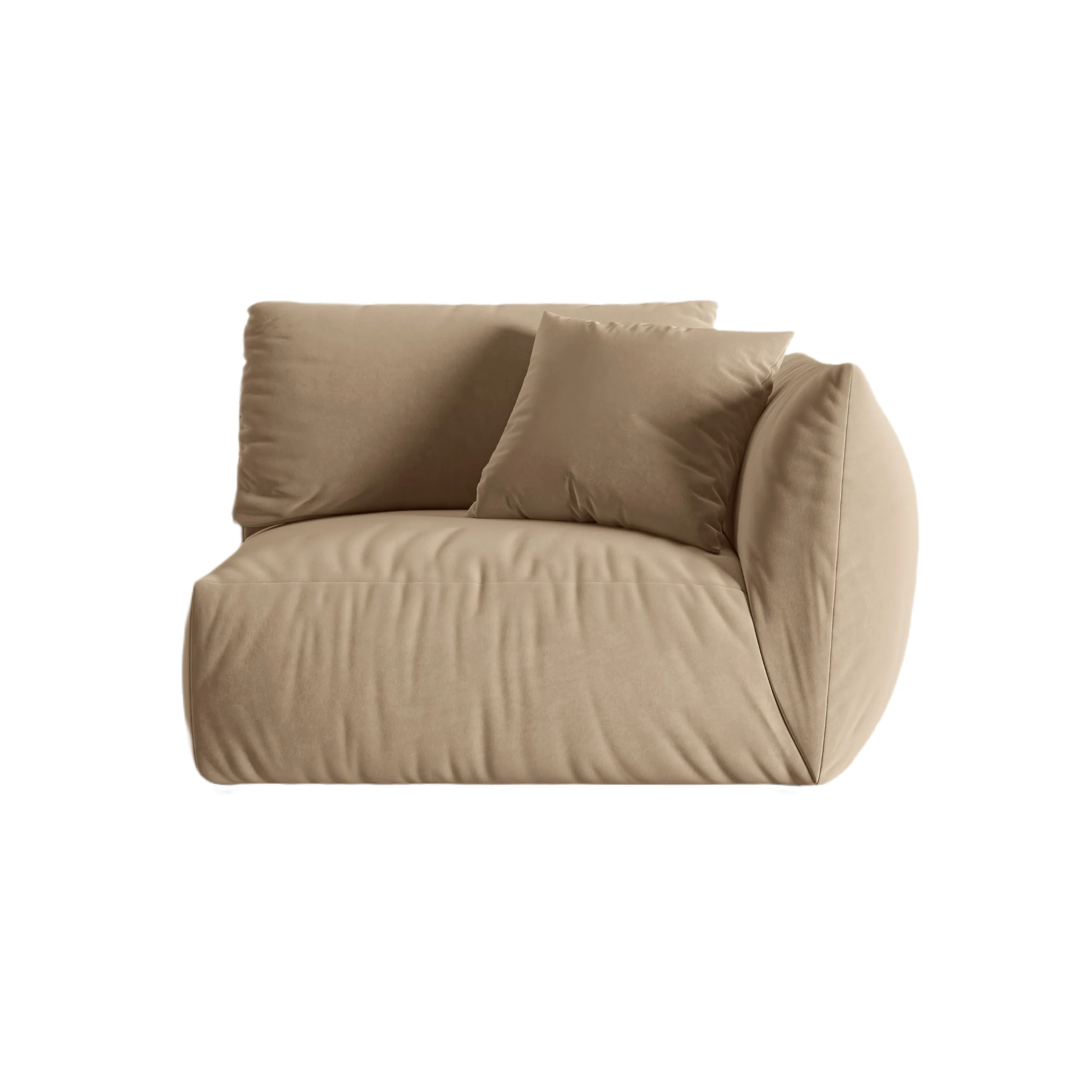 Sofa modułowa aksamitna CHRIS - moduł prawostronny piaskowy