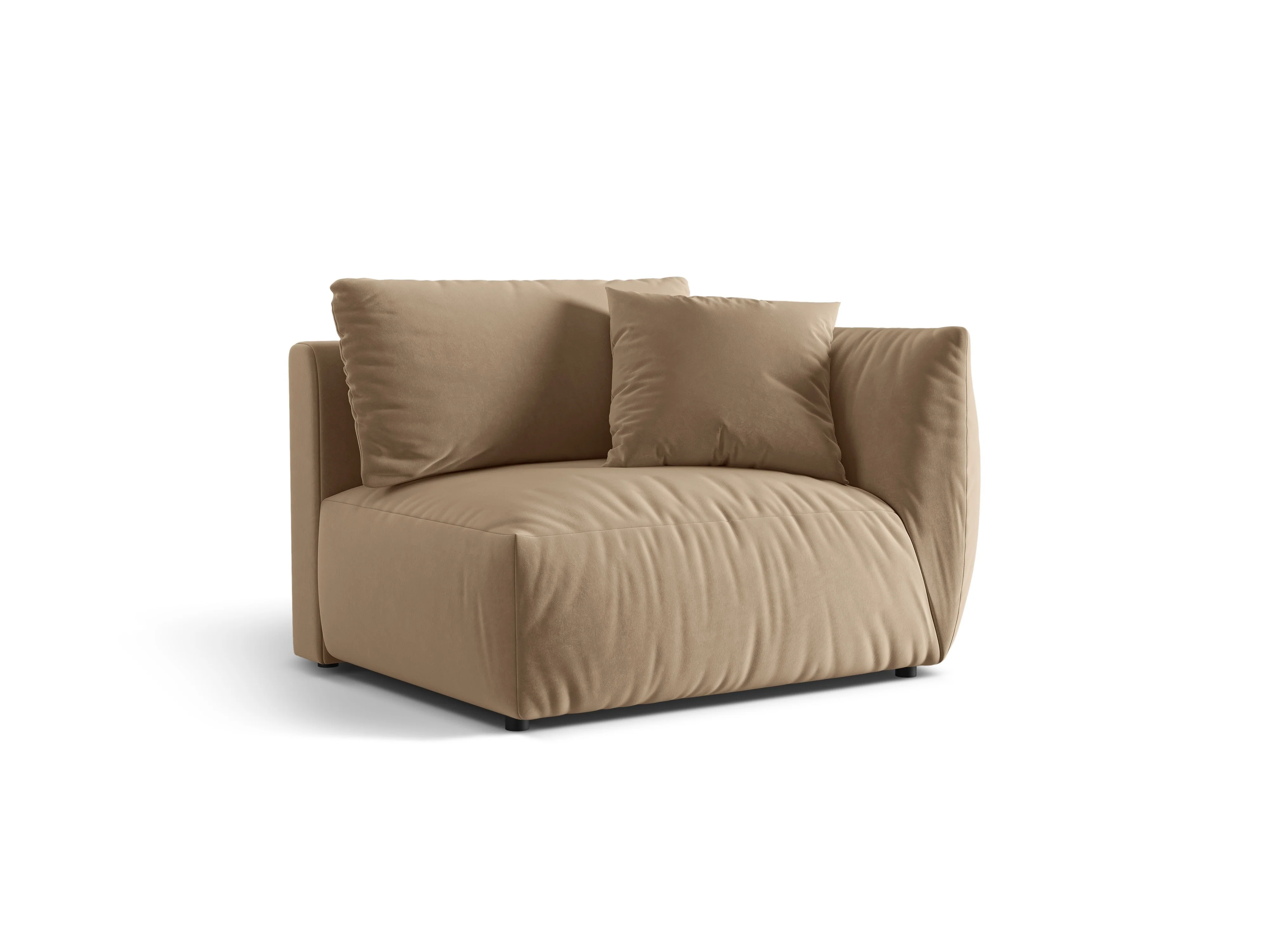 Sofa modułowa aksamitna CHRIS - moduł prawostronny piaskowy - Image 4