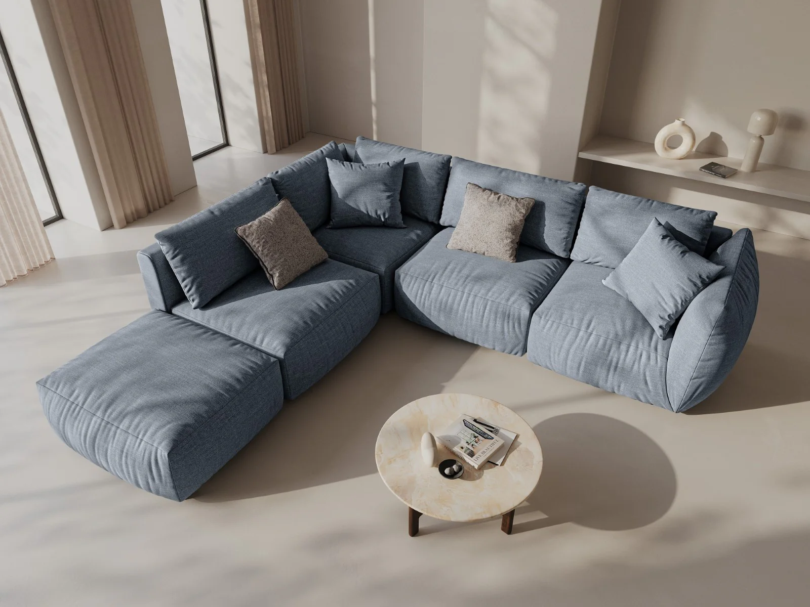 Sofa modułowa CHRIS - element środkowy jasnoniebieski szenil - Image 2